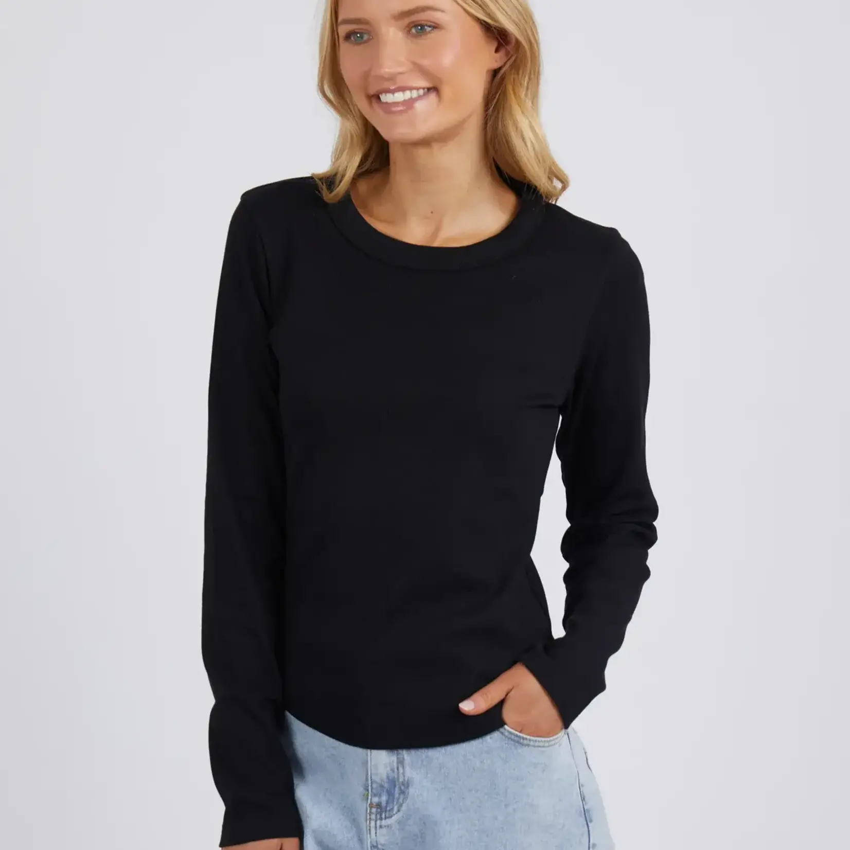 Foxwood Scoop L/S Rib - Black