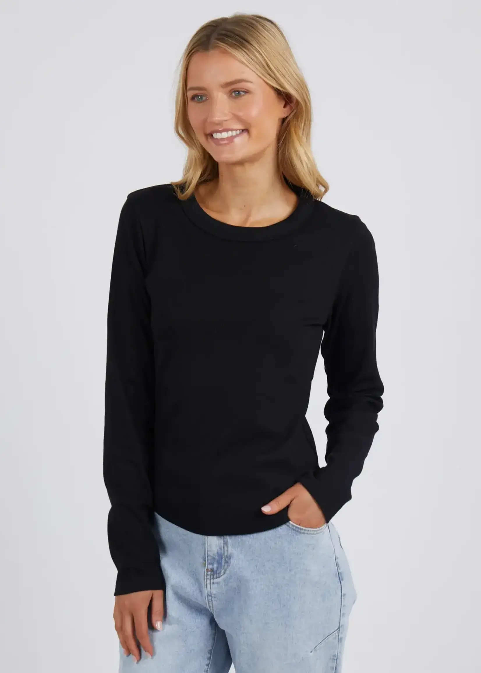 Foxwood Scoop L/S Rib - Black