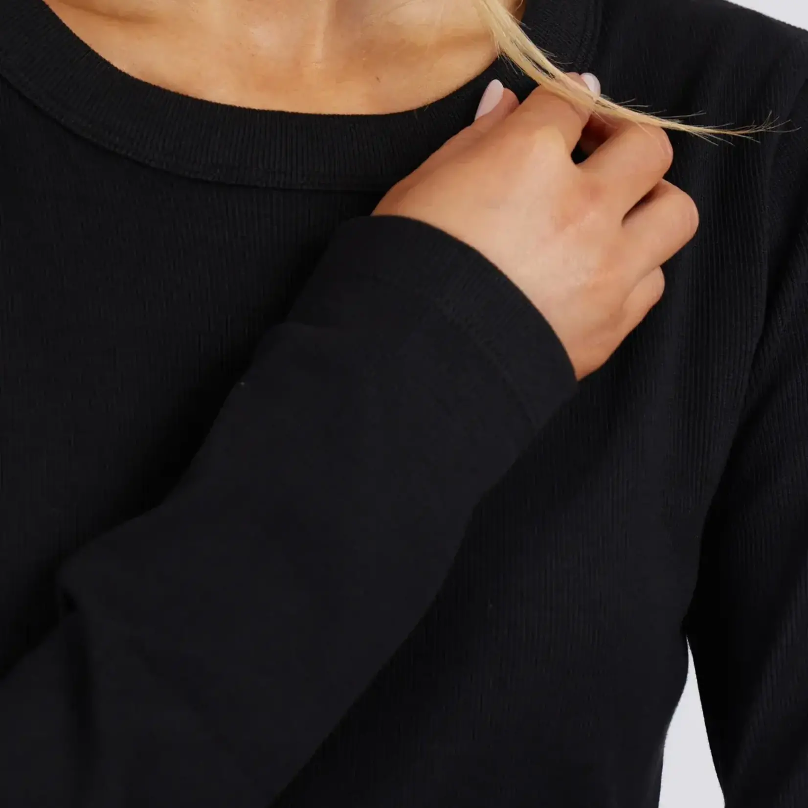 Foxwood Scoop L/S Rib - Black