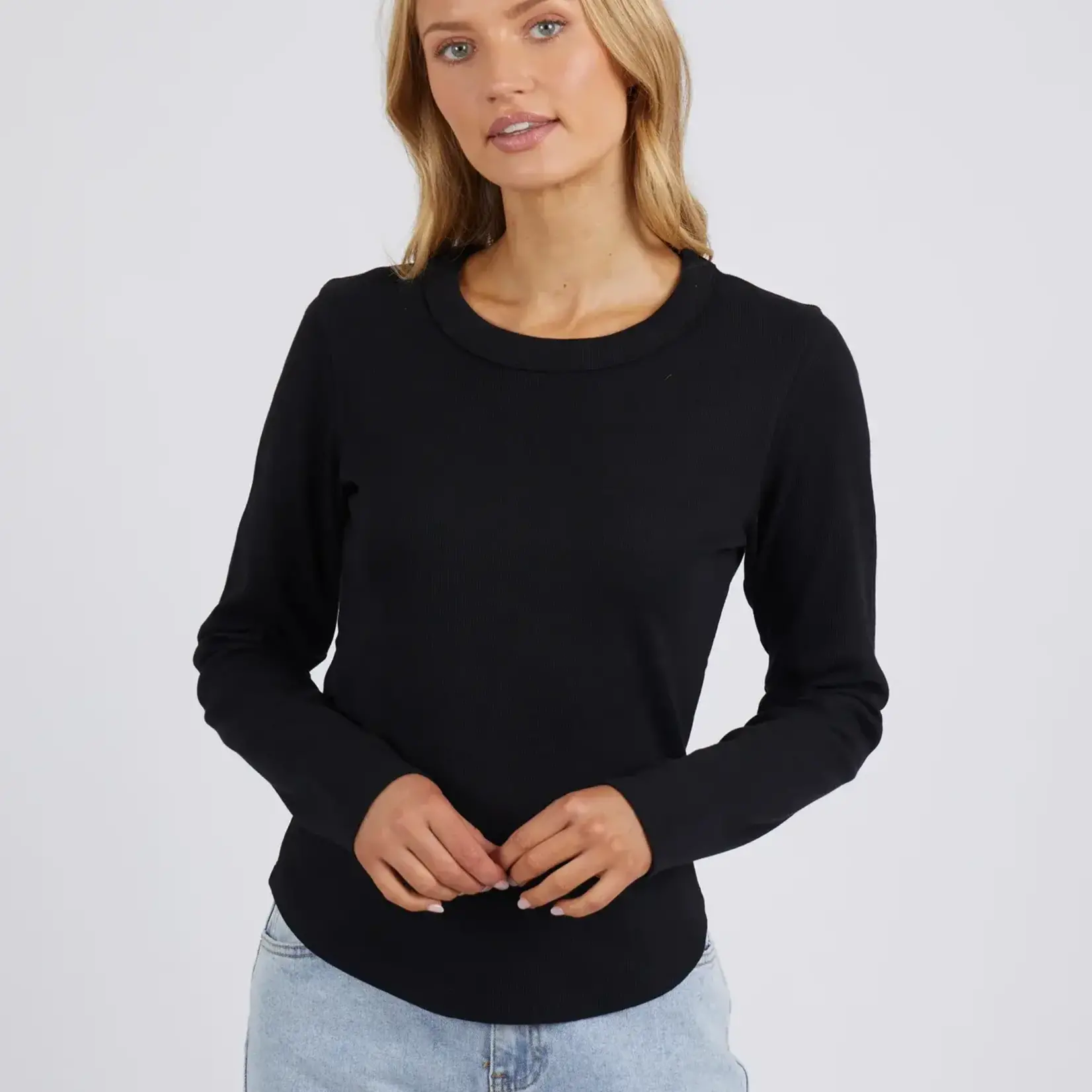Foxwood Scoop L/S Rib - Black
