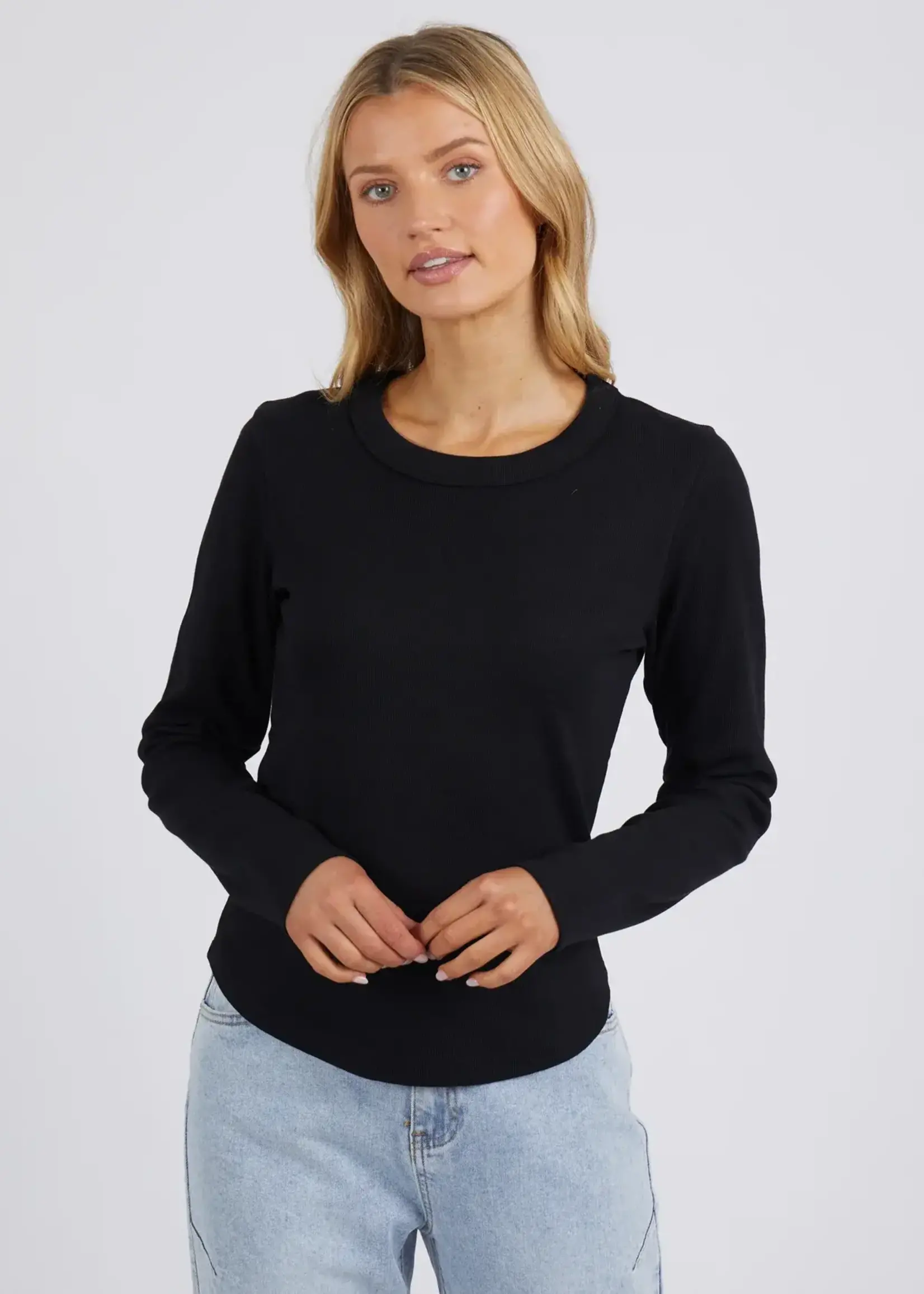 Foxwood Scoop L/S Rib - Black