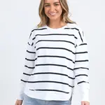 Foxwood Farrah Stripe Long Sleeve - White/Navy