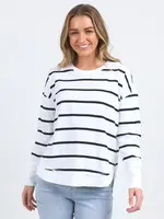 Foxwood Farrah Stripe Long Sleeve - White/Navy
