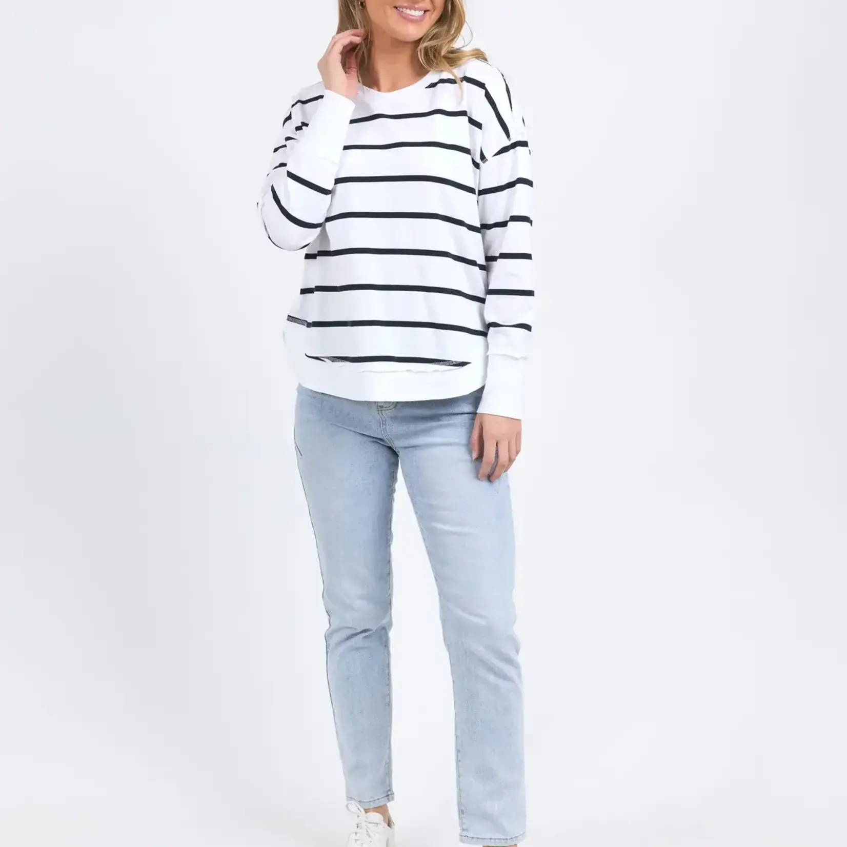 Foxwood Farrah Stripe Long Sleeve - White/Navy