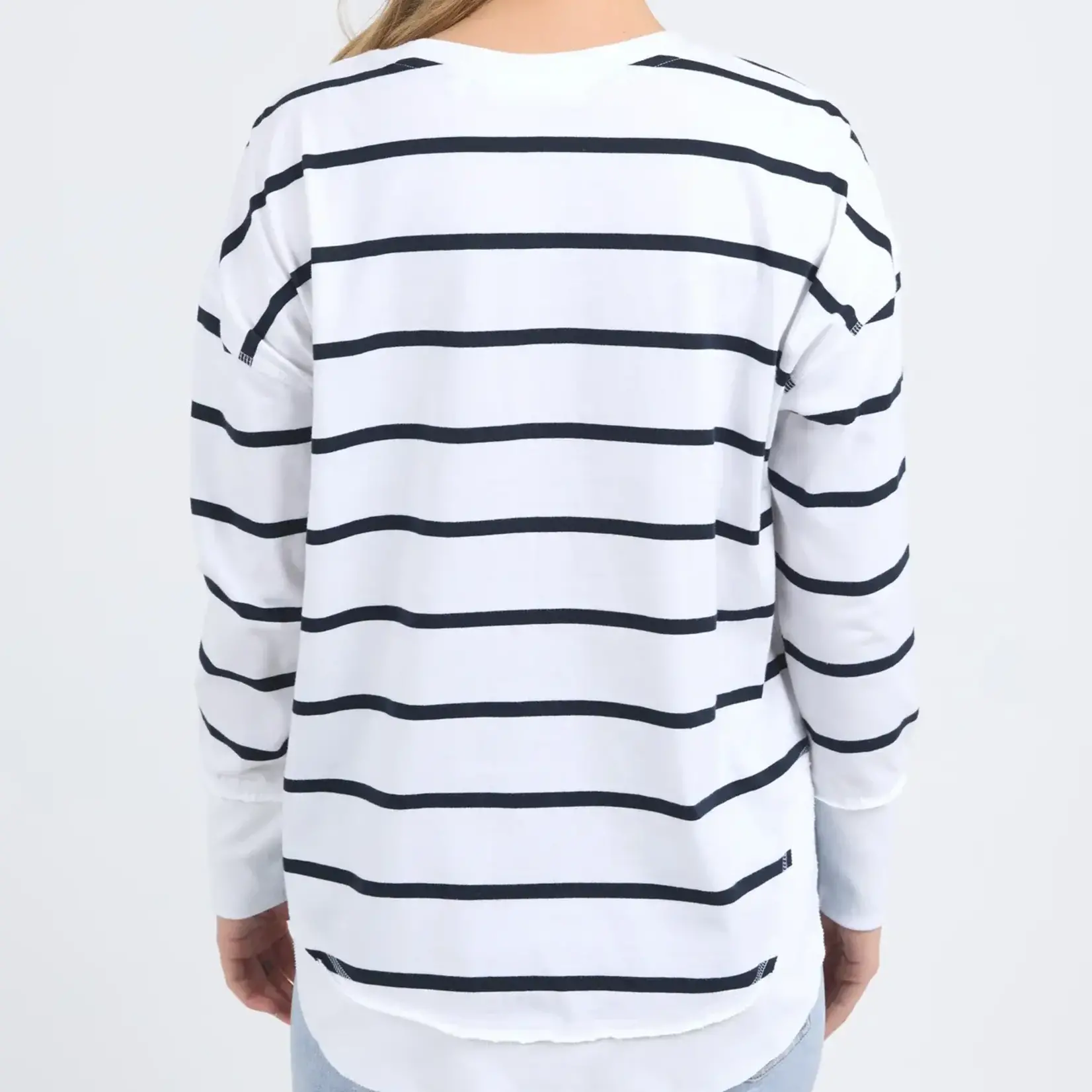 Foxwood Farrah Stripe Long Sleeve - White/Navy