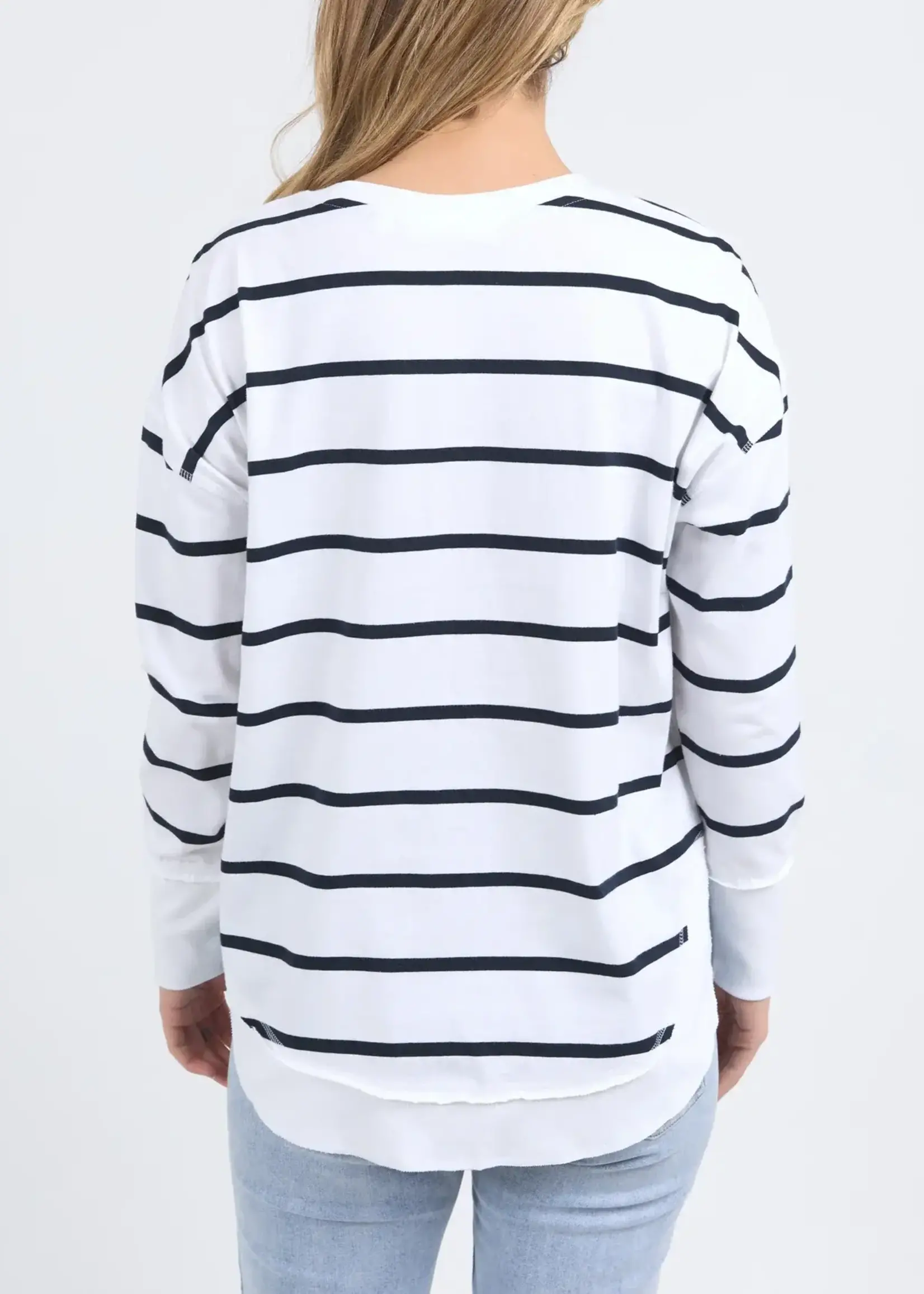 Foxwood Farrah Stripe Long Sleeve - White/Navy