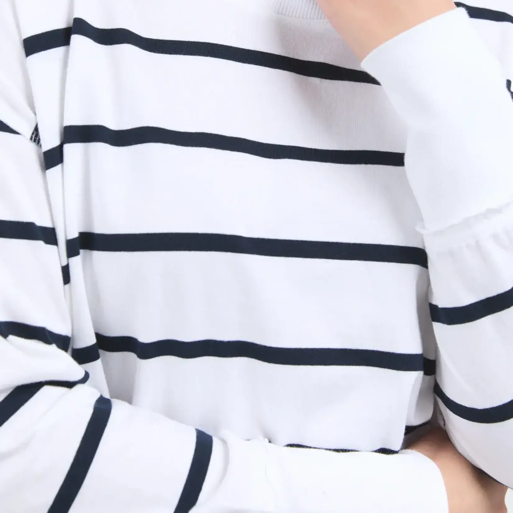 Foxwood Farrah Stripe Long Sleeve - White/Navy