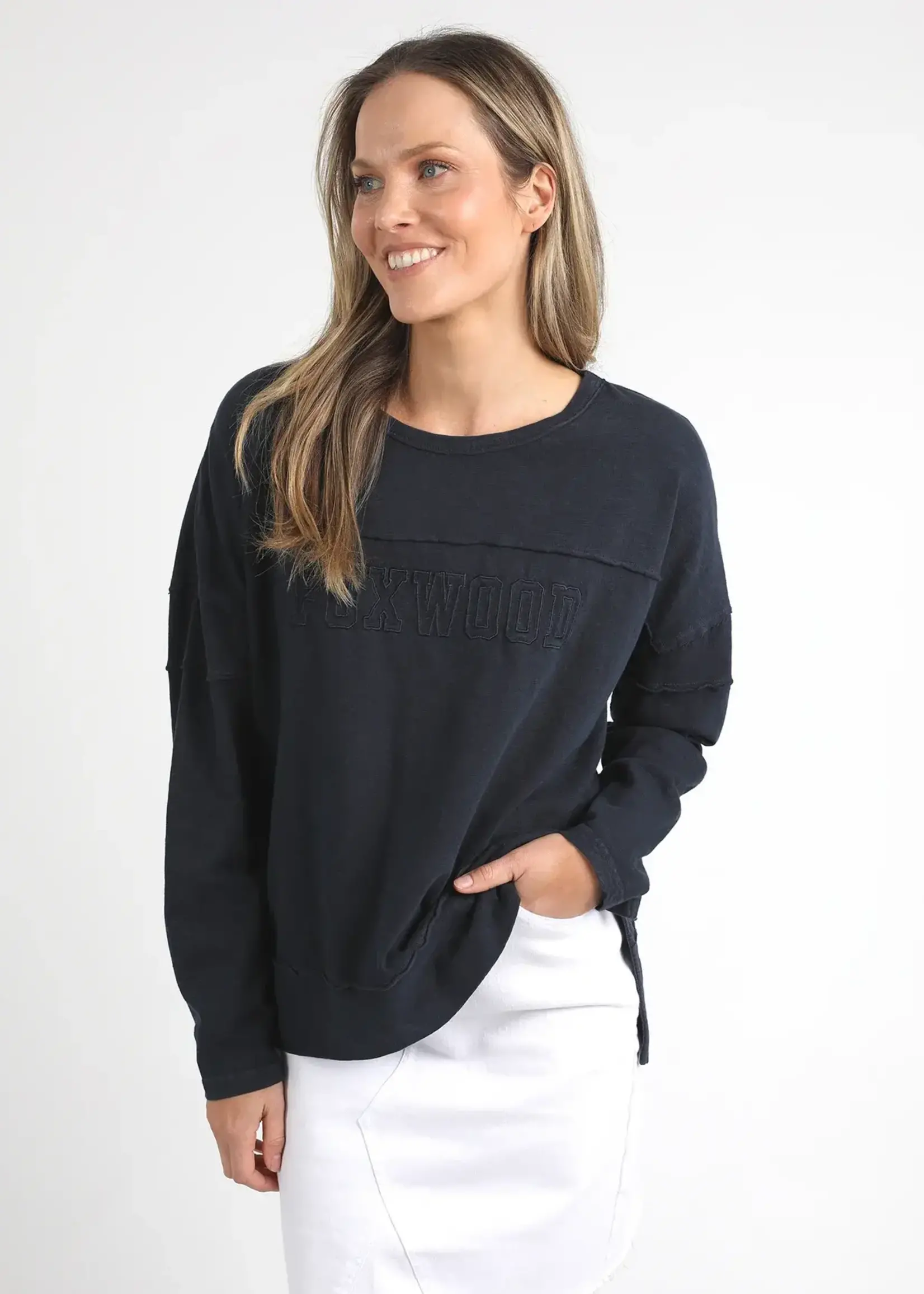 Foxwood Throw On Tee - Coal