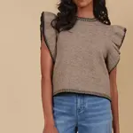 Isle of Mine Athena Frill Knit Top - Taupe