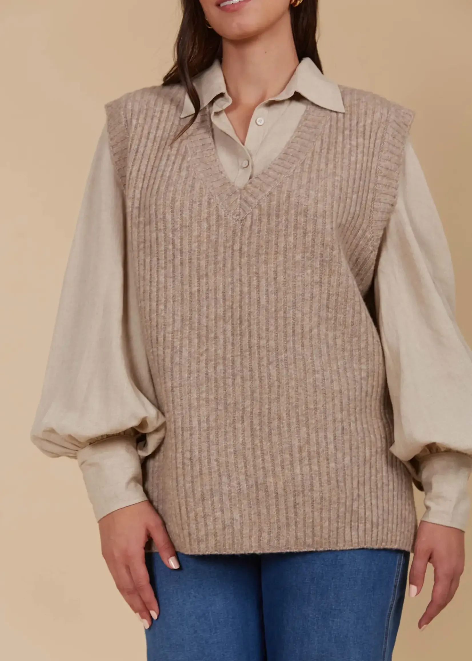 Isle of Mine Miru Knit Vest - Taupe