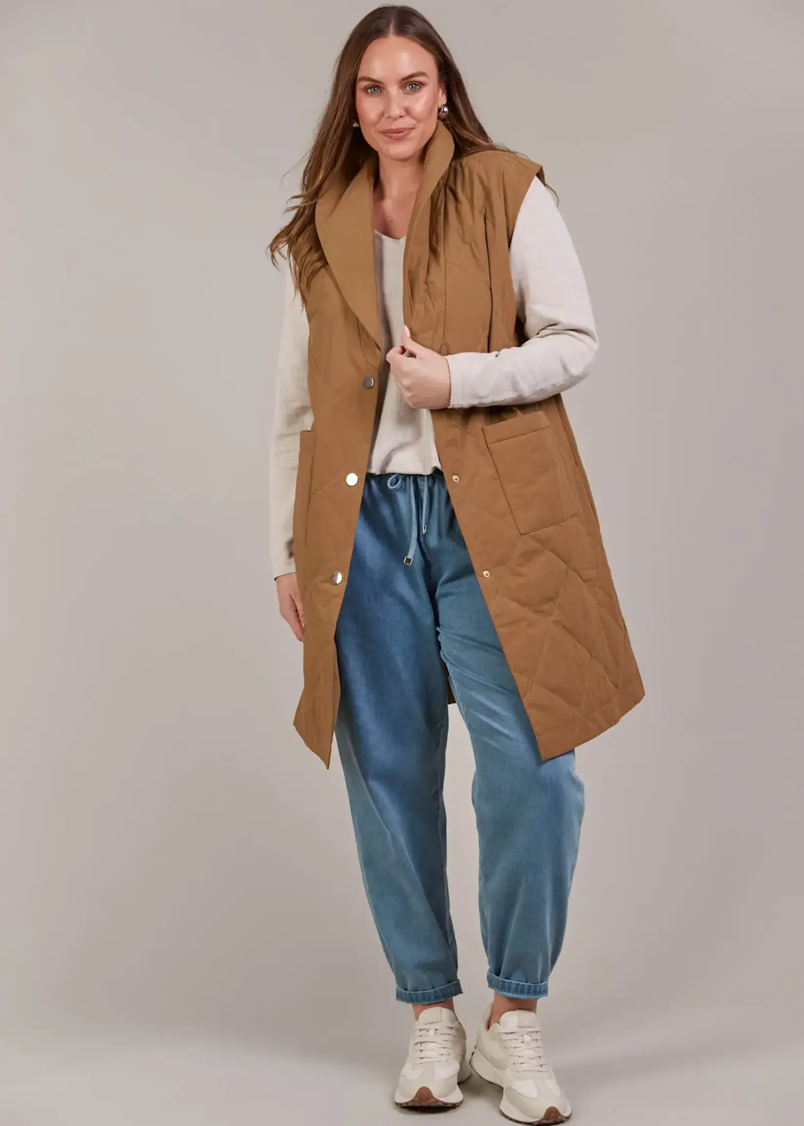 EB & Ive Argo Long Line Vest - Hazel