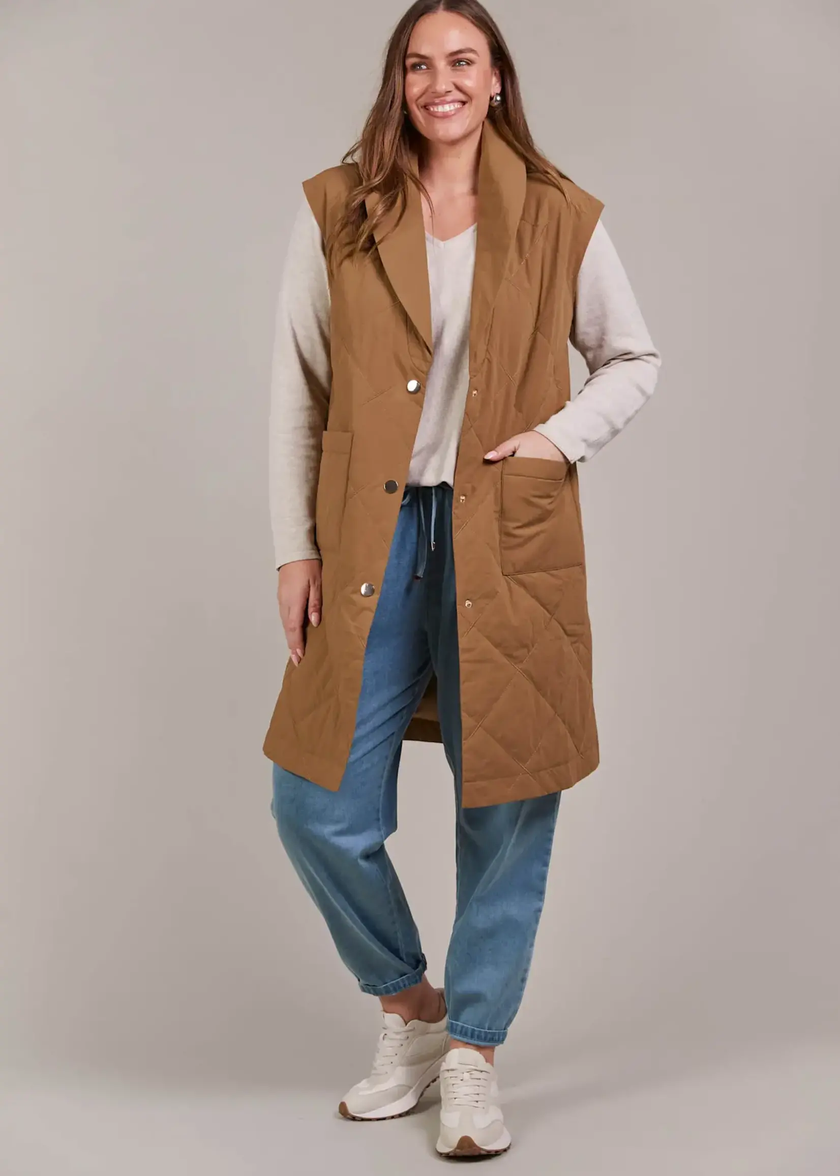 EB & Ive Argo Long Line Vest - Hazel