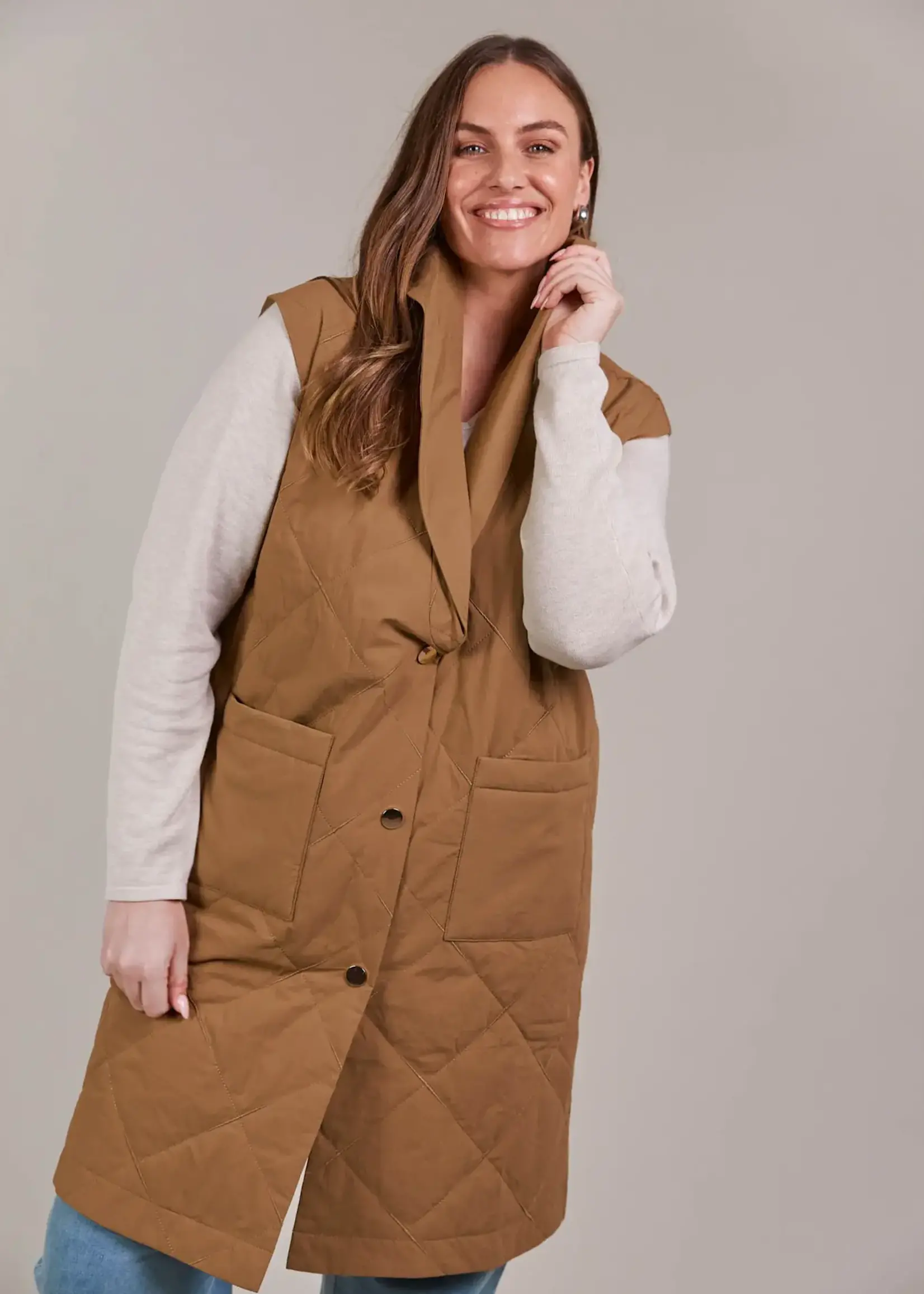 EB & Ive Argo Long Line Vest - Hazel