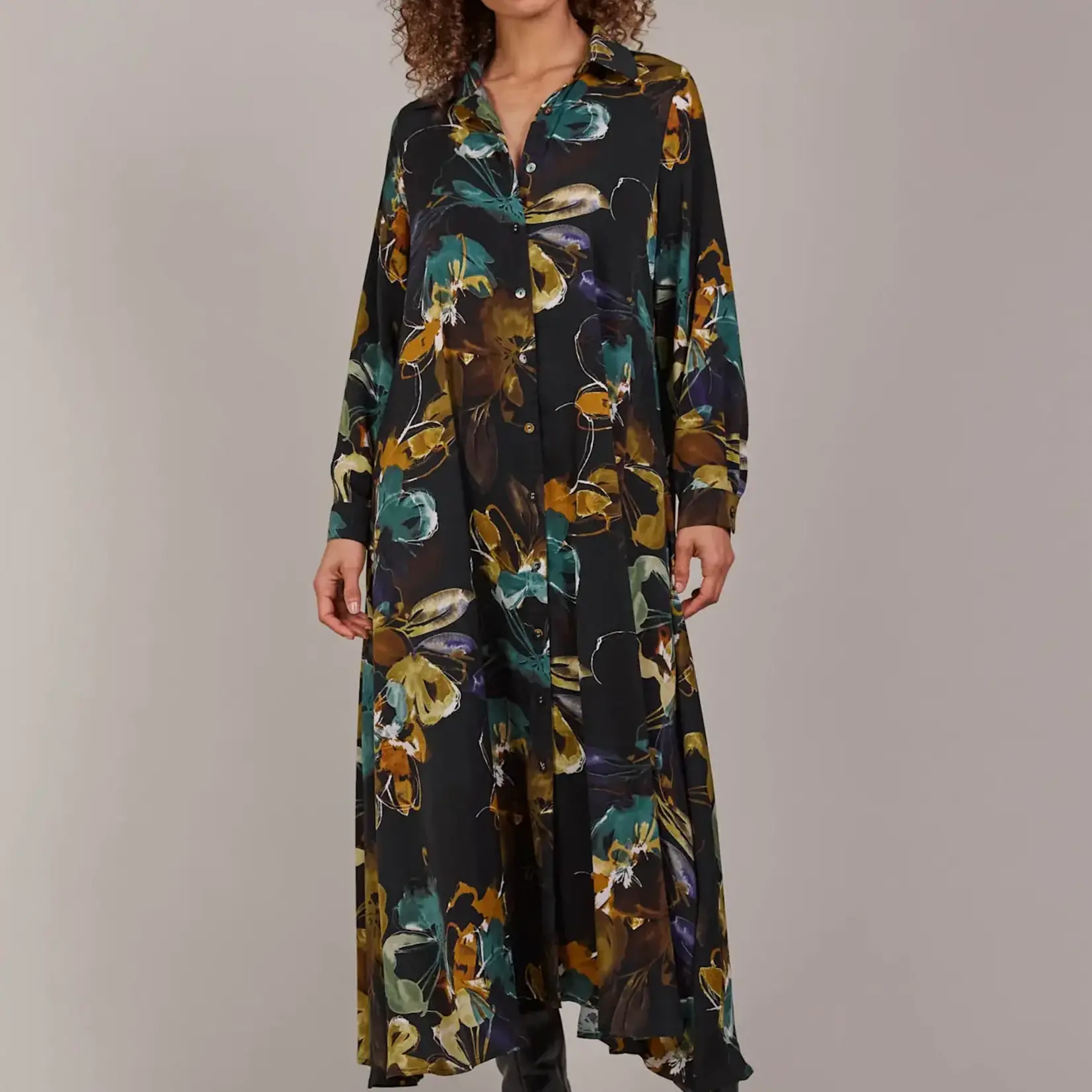 EB & Ive Elsie Shirt Dress - Botanical Black