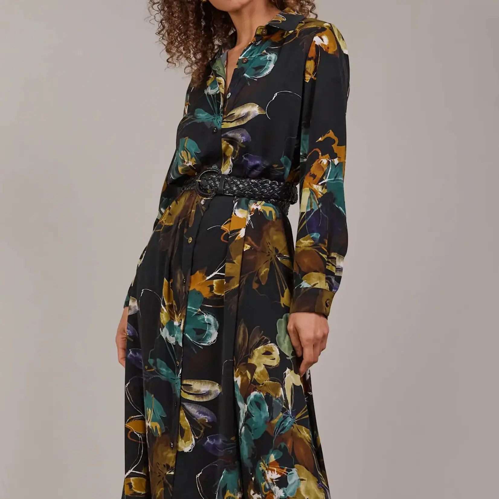 EB & Ive Elsie Shirt Dress - Botanical Black