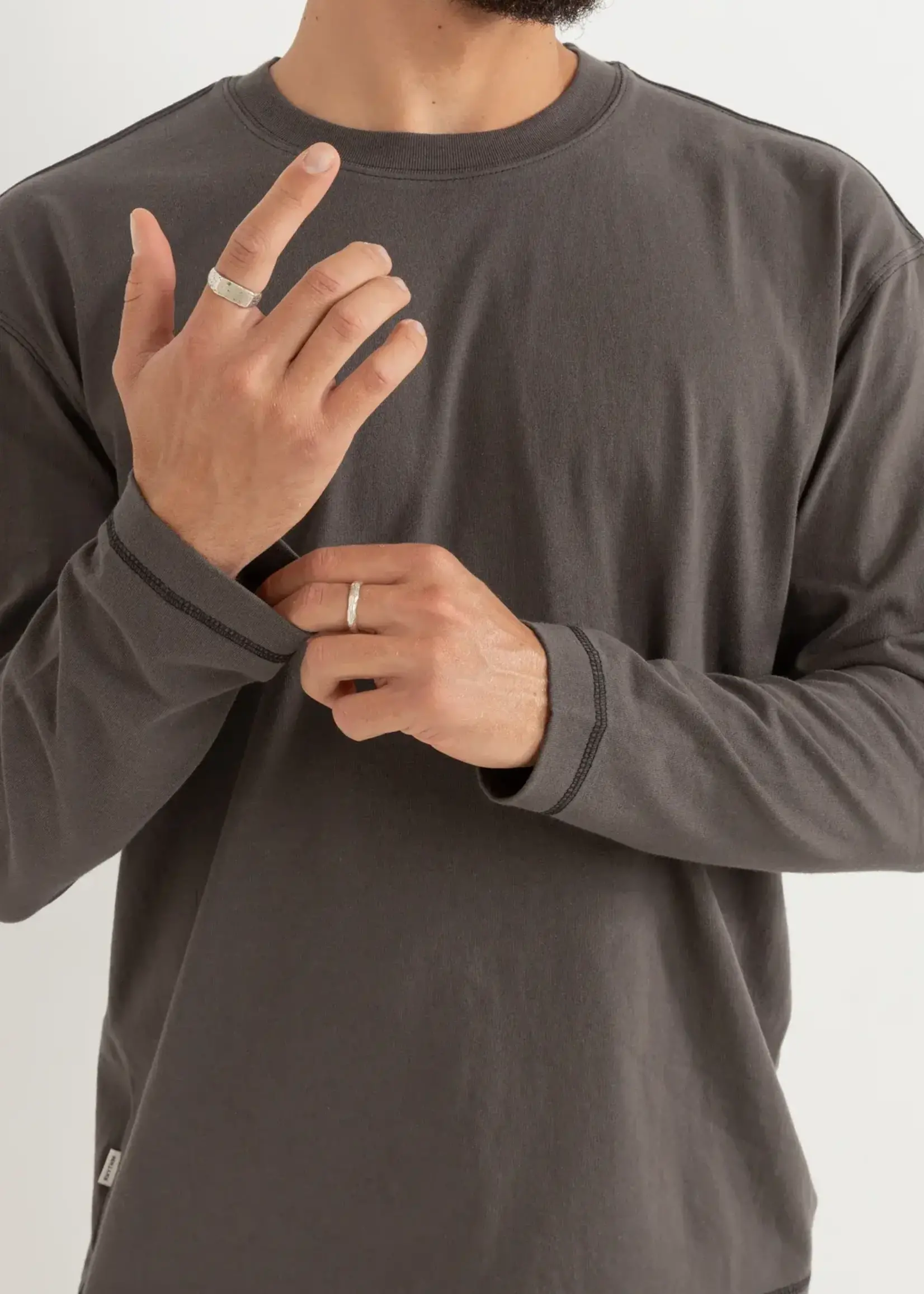 Rhythm Larry Vintage LS T Shirt - Vintage Black