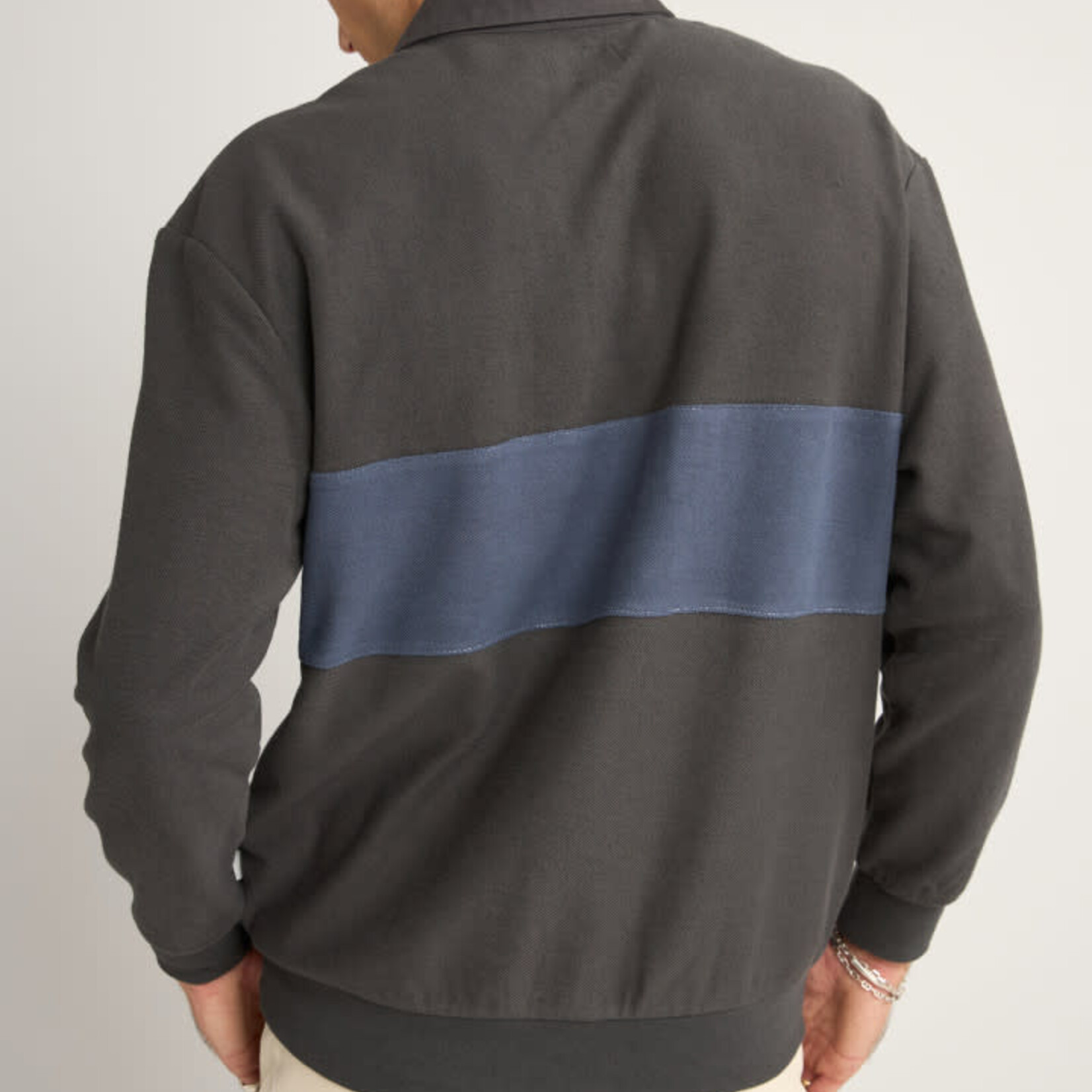 Rhythm Terry Vintage LS Rugby Shirt - Charcoal