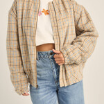 Rhythm Luca Oversized Check Bomber Jacket - Blue