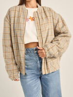 Rhythm Luca Oversized Check Bomber Jacket - Blue