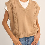 Rhythm Finley Cable Knit Vest - Sand