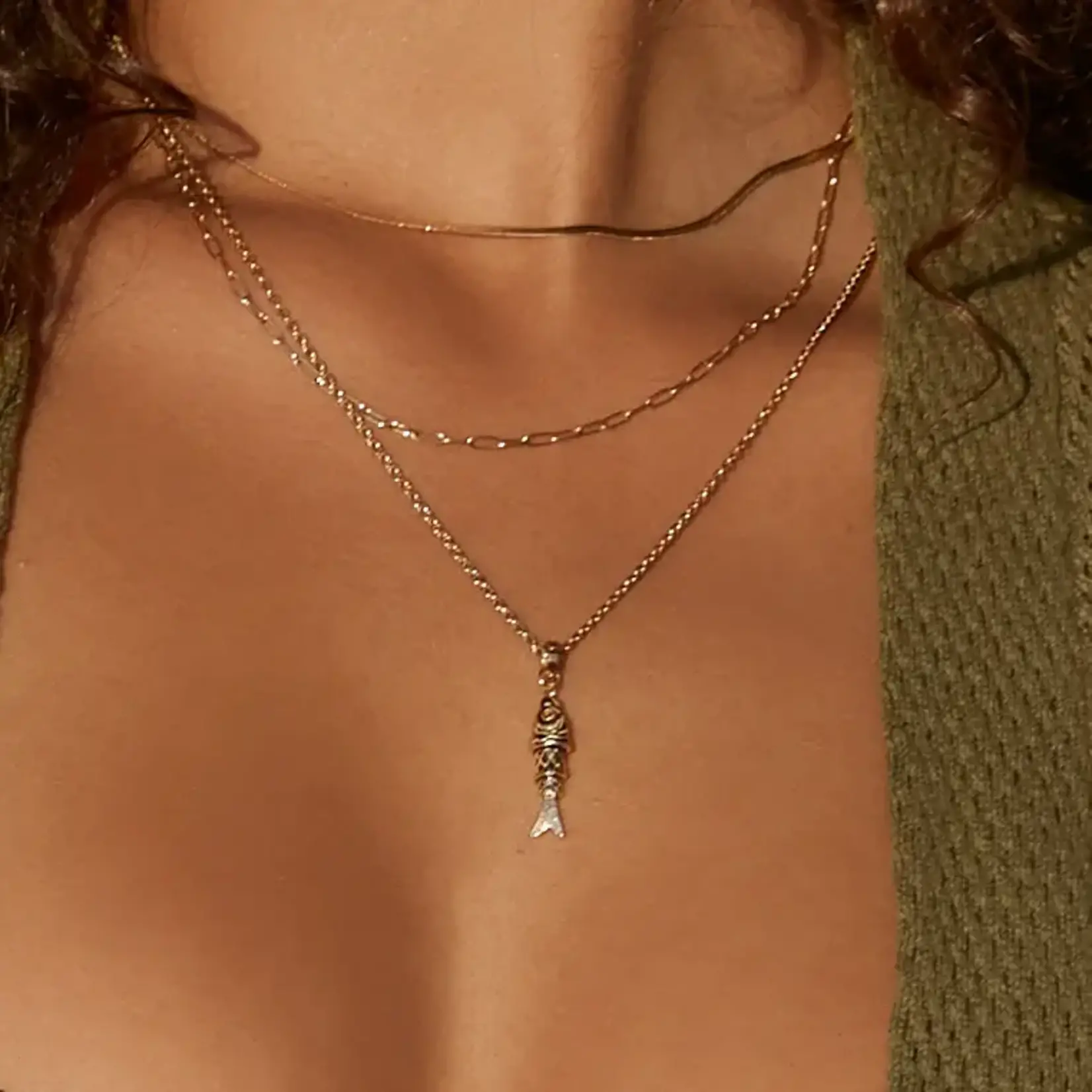 Arms Of Eve Fishbone Gold Necklace