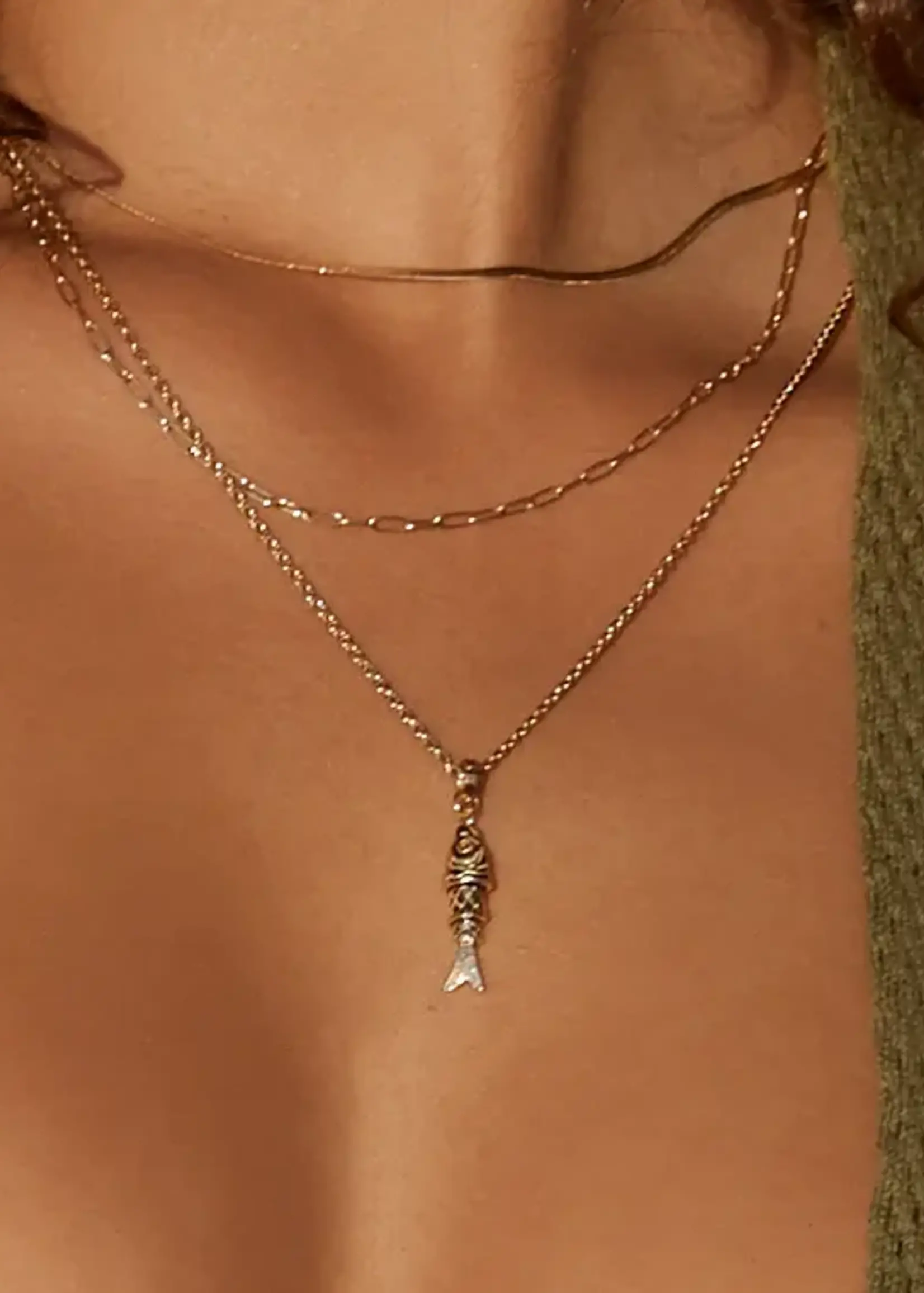 Arms Of Eve Fishbone Gold Necklace