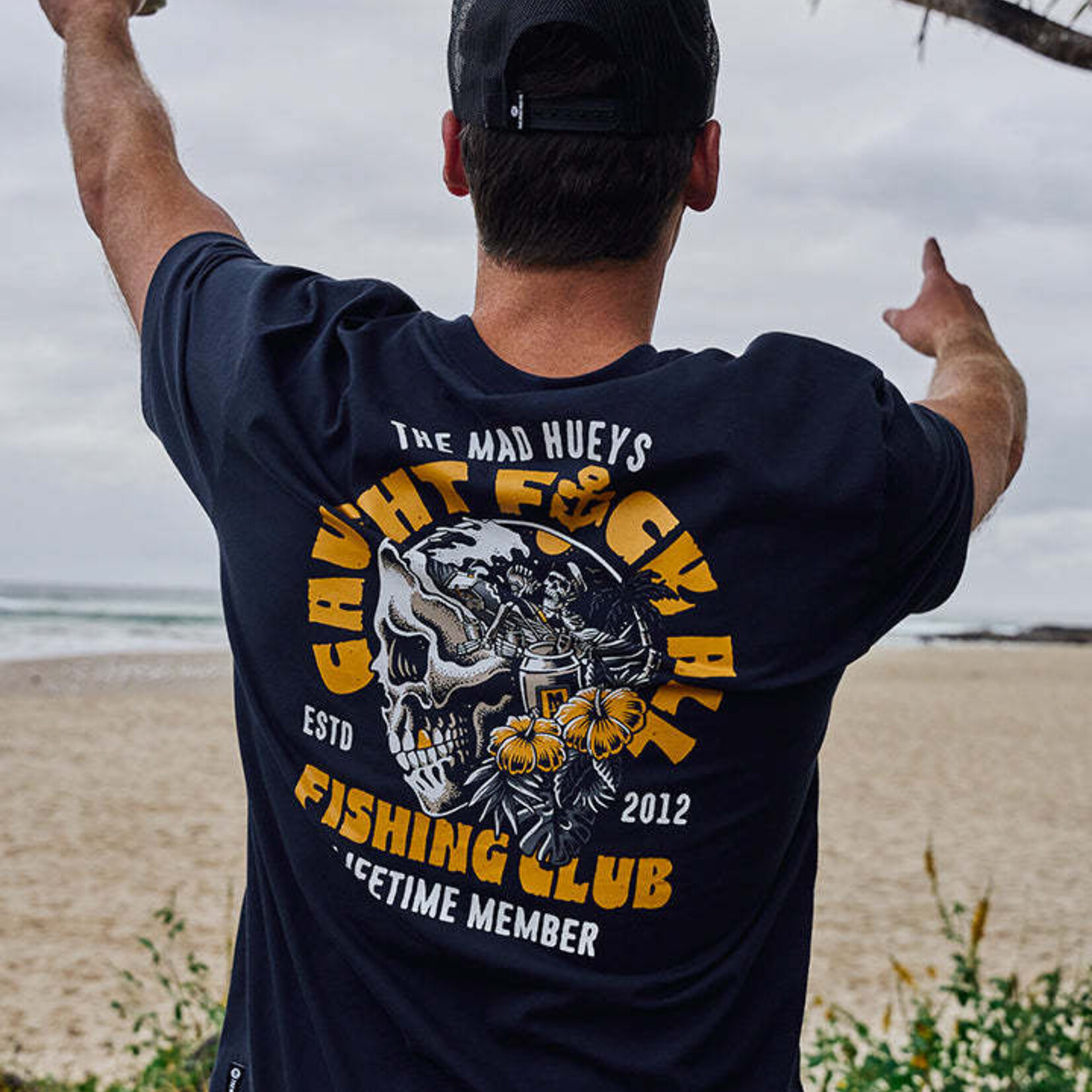 Mad Hueys Tropic Caught Fk All | SS Tee - Navy