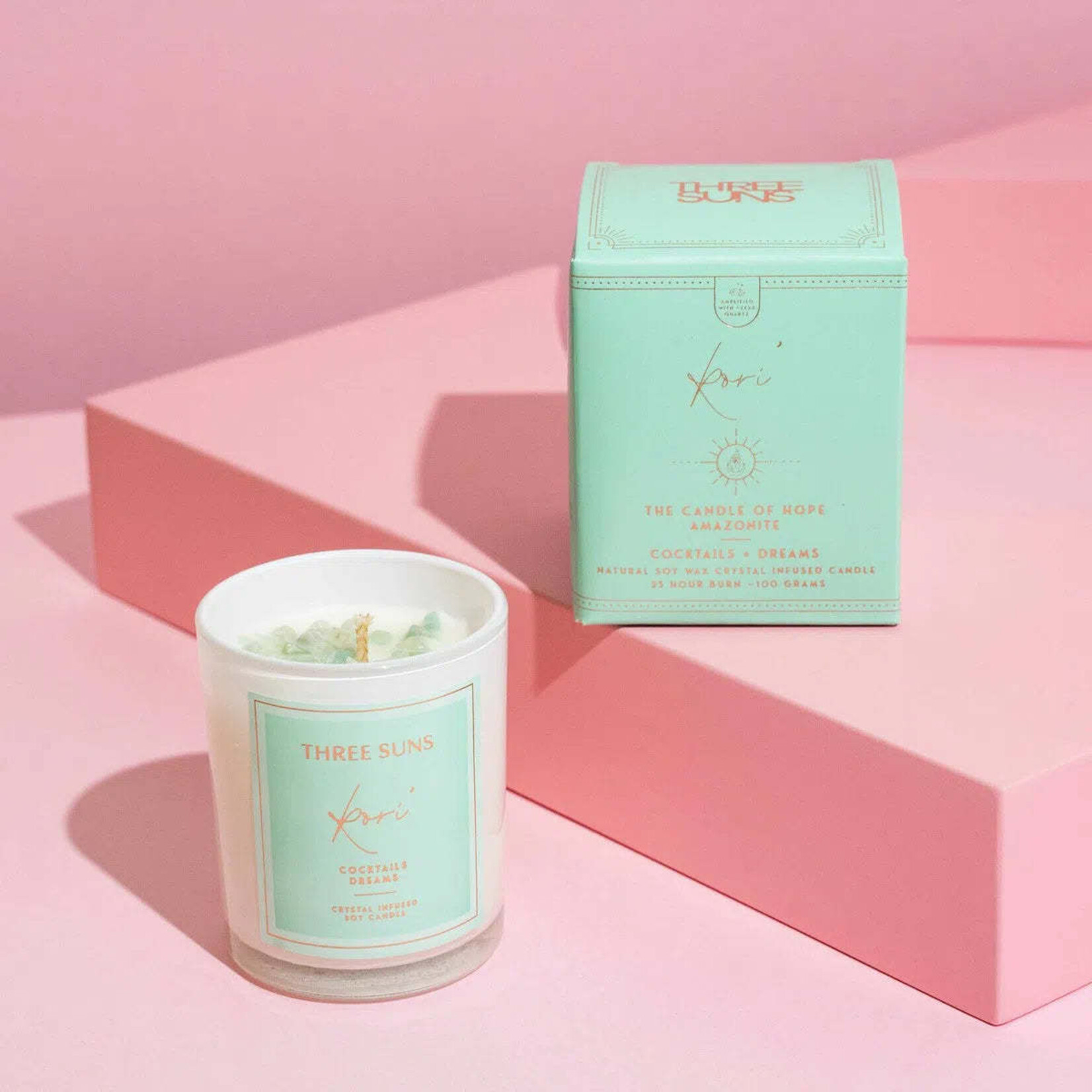 Three Suns MINI Kori' | Crystal Infused Candle of Hope | Cocktails + Dreams