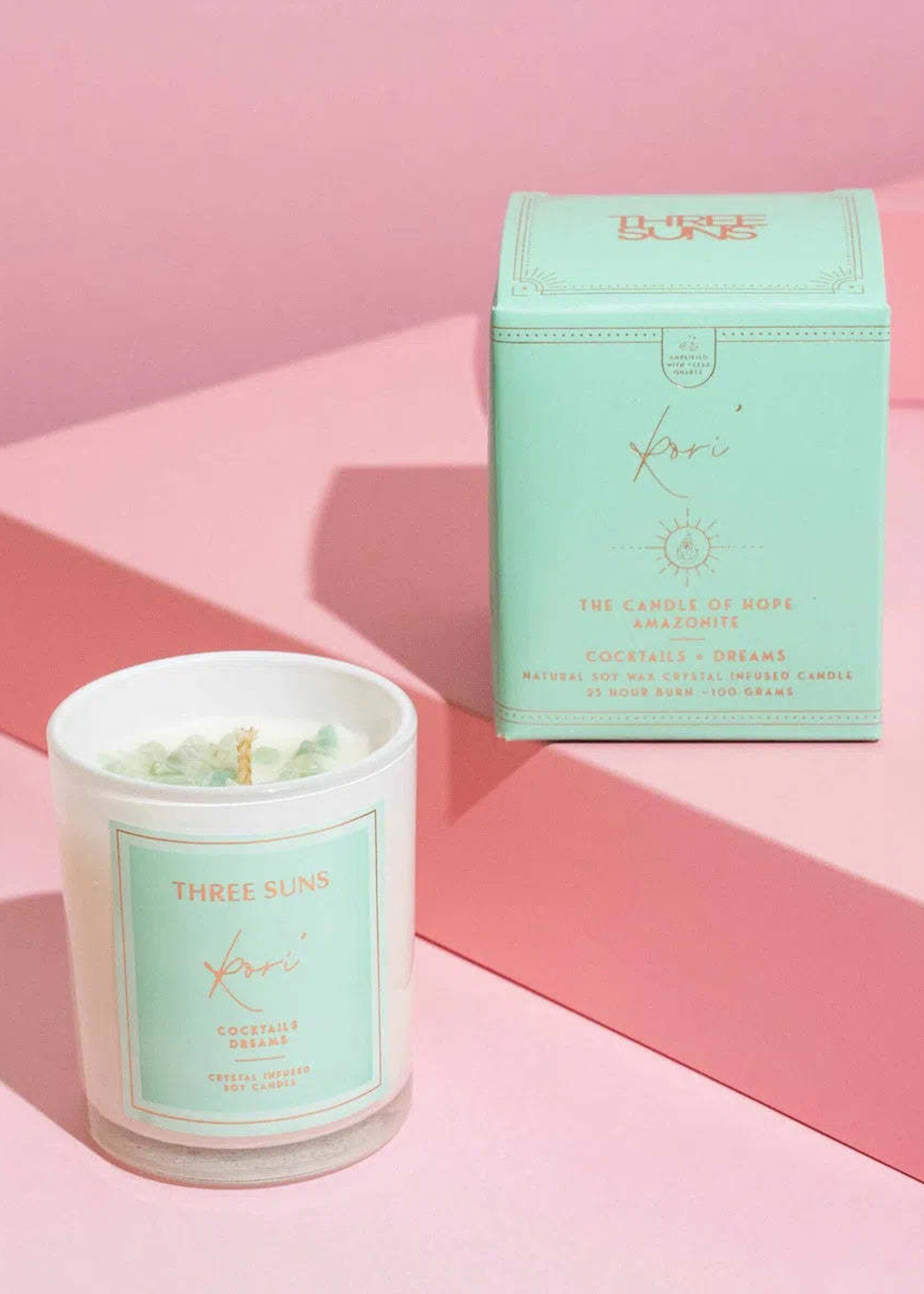 Three Suns MINI Kori' | Crystal Infused Candle of Hope | Cocktails + Dreams