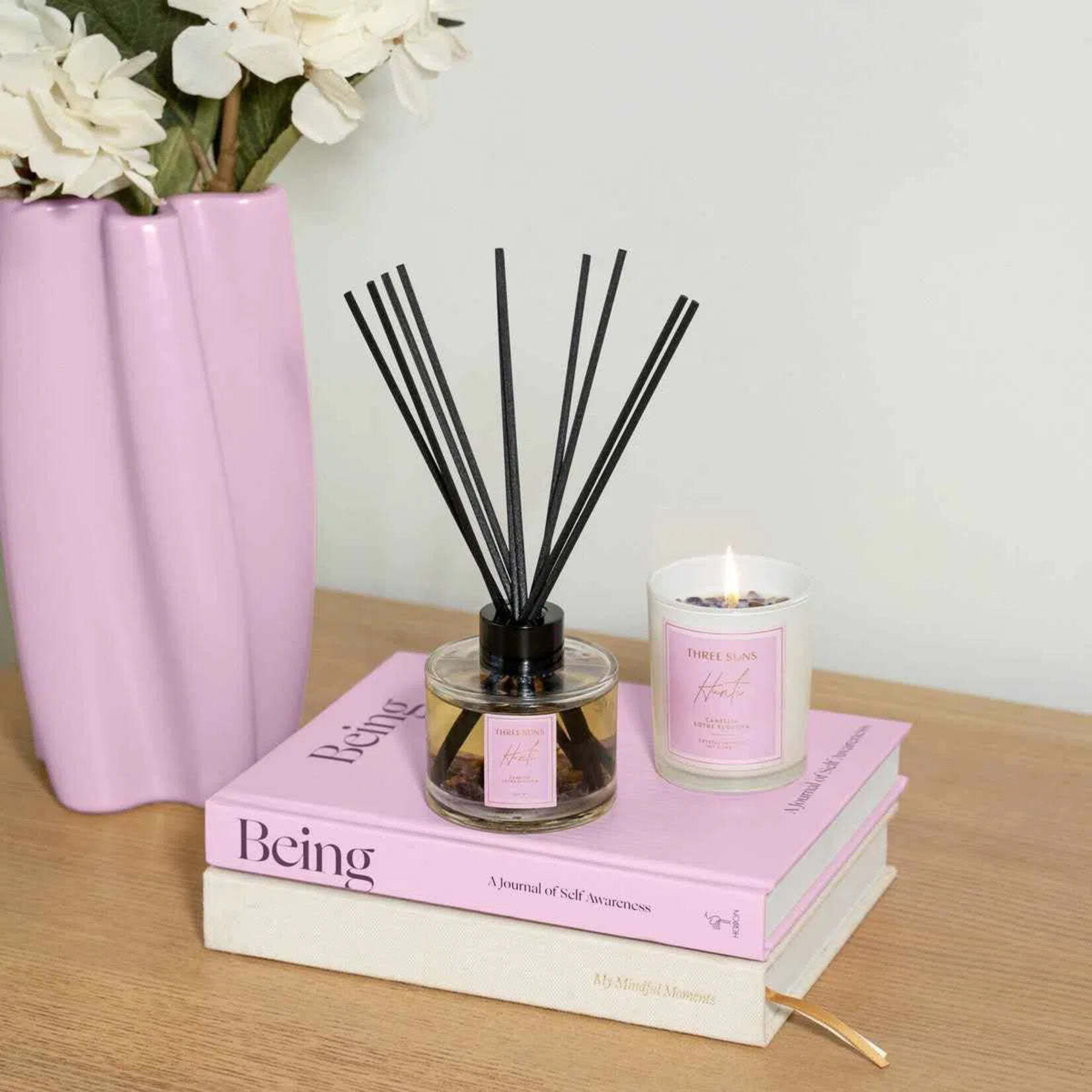 Three Suns Hunti' | 100ml Diffuser of Tranquility | Camellia + Lotus Blossom