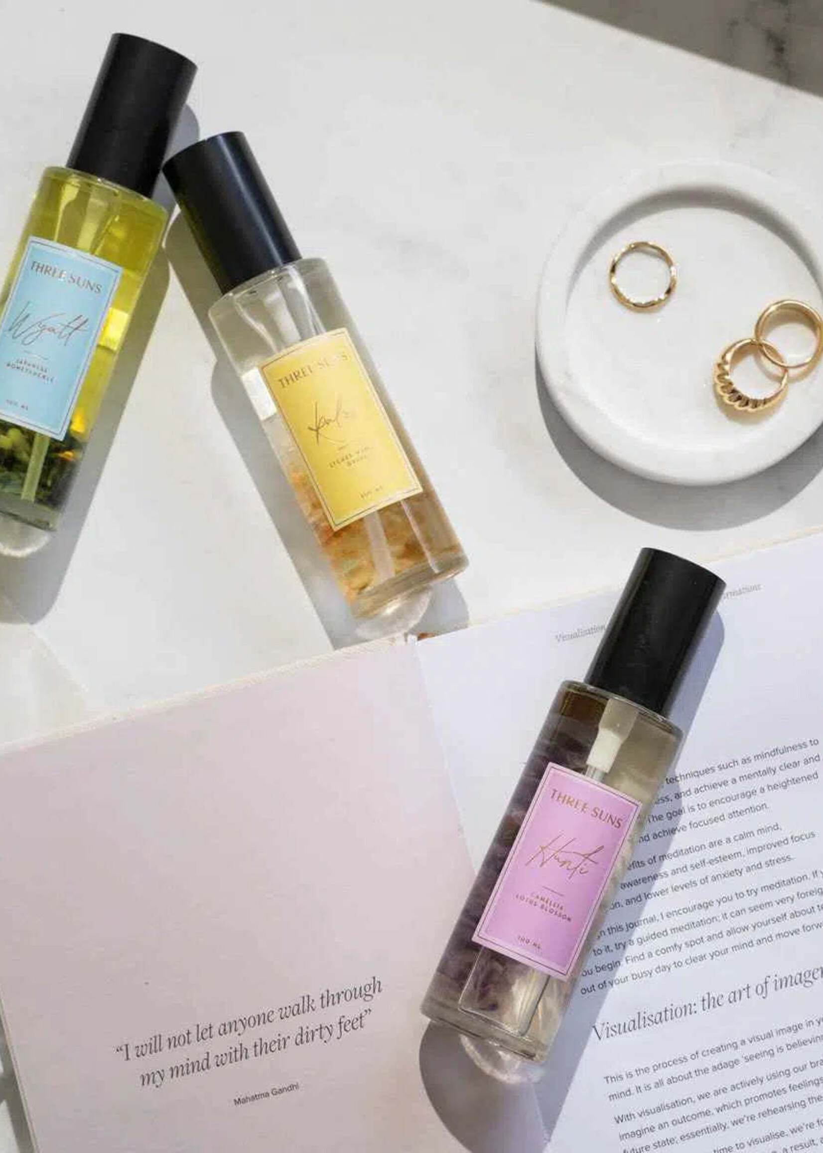 Three Suns Kalos' | 100ml Glass Crystal Room Spray of Prosperity | Lychee Mango + Guava