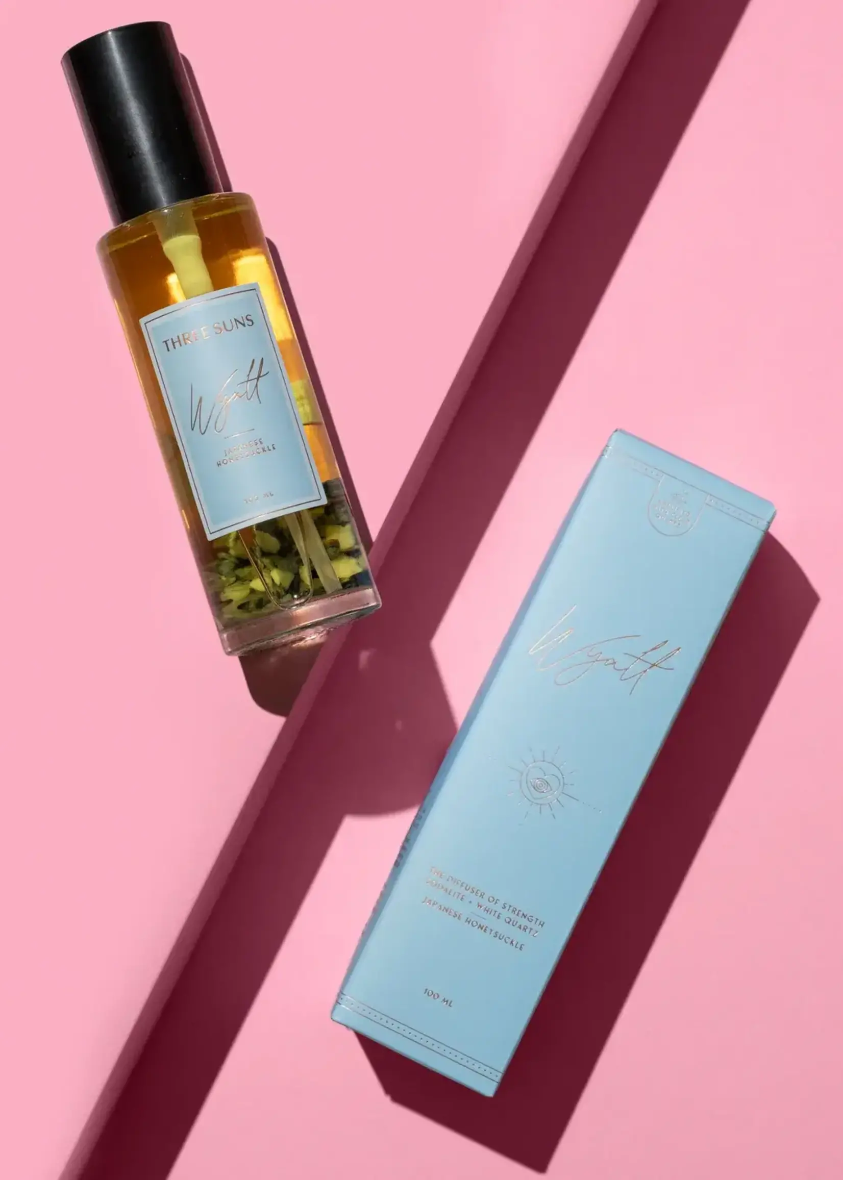 Three Suns Wyatt | 100ml Glass Crystal Room Spray of Strength | Japanese Honeysuckle
