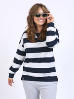 Billie Block Stripe Crew - Navy