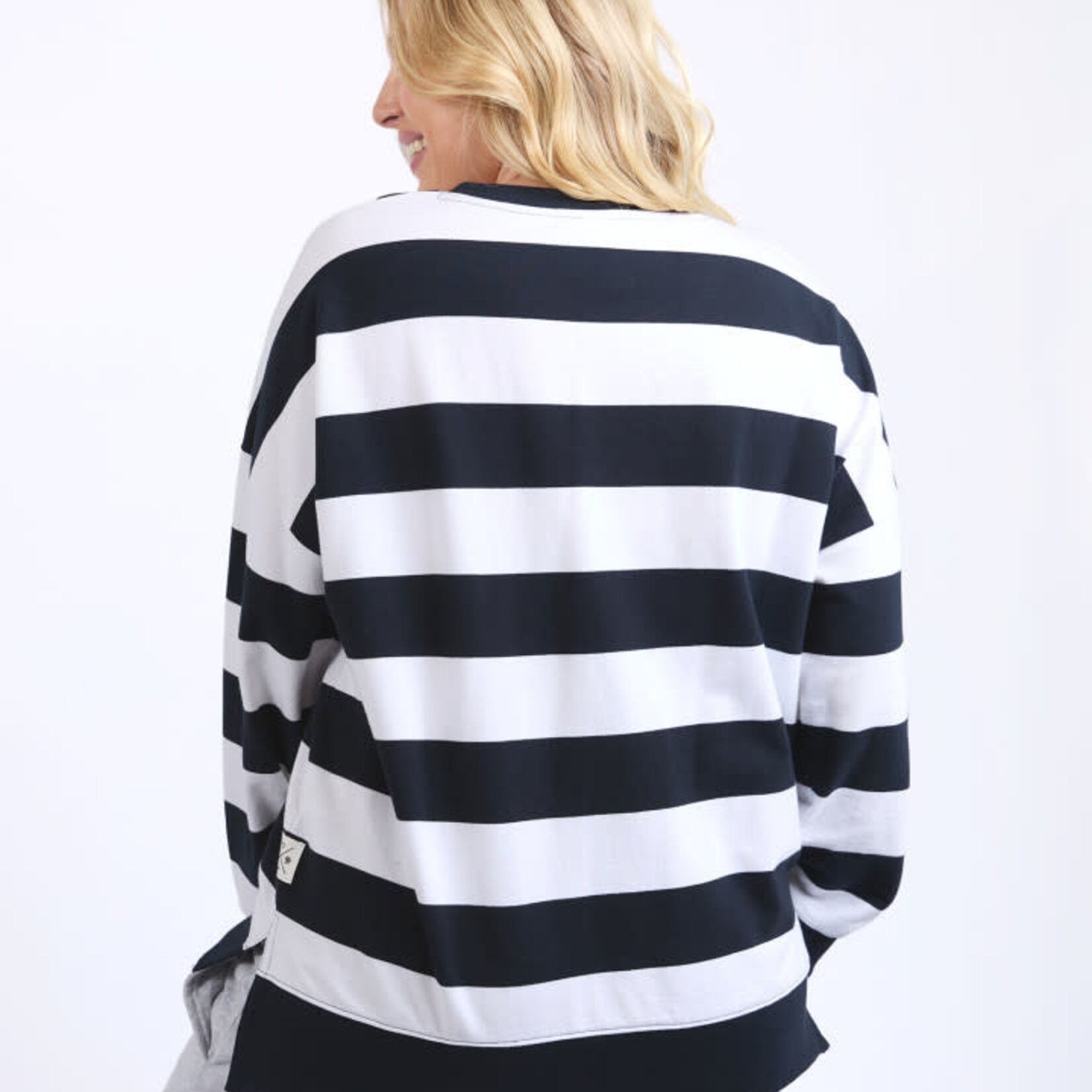 Billie Block Stripe Crew - Navy