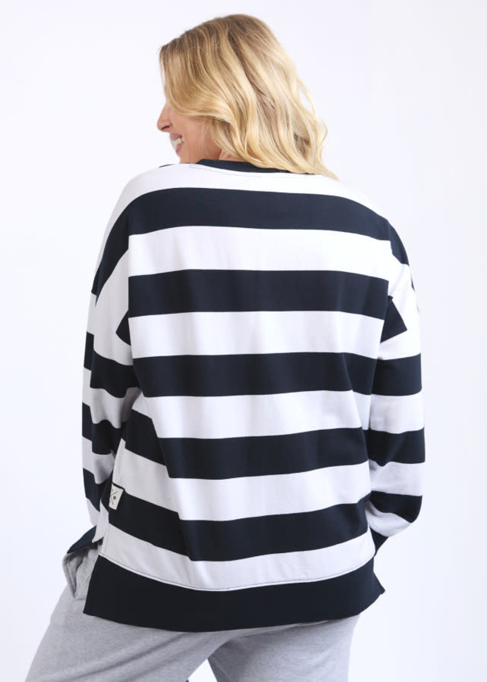 Billie Block Stripe Crew - Navy