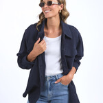 Poppy Fleece Shacket - Navy