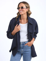 Poppy Fleece Shacket - Navy