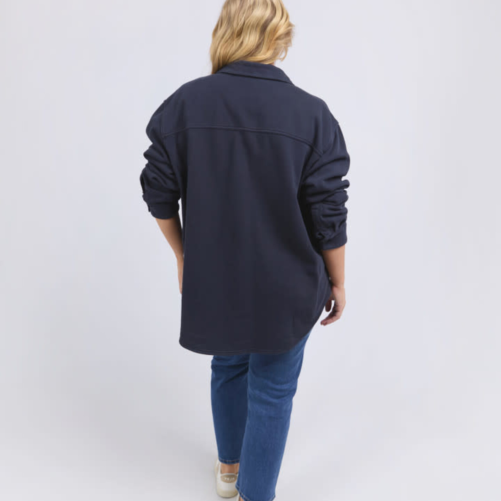 Poppy Fleece Shacket - Navy
