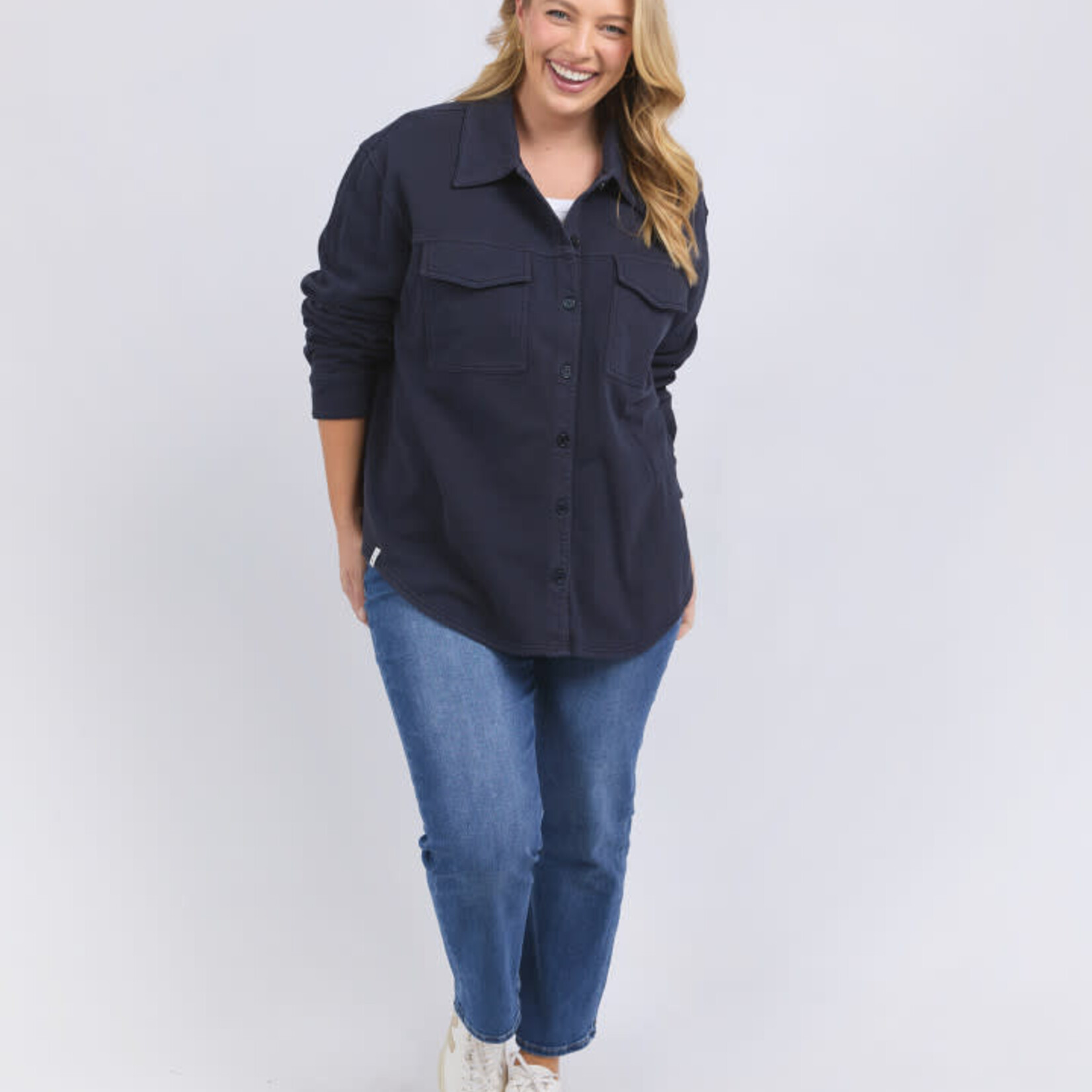 Poppy Fleece Shacket - Navy
