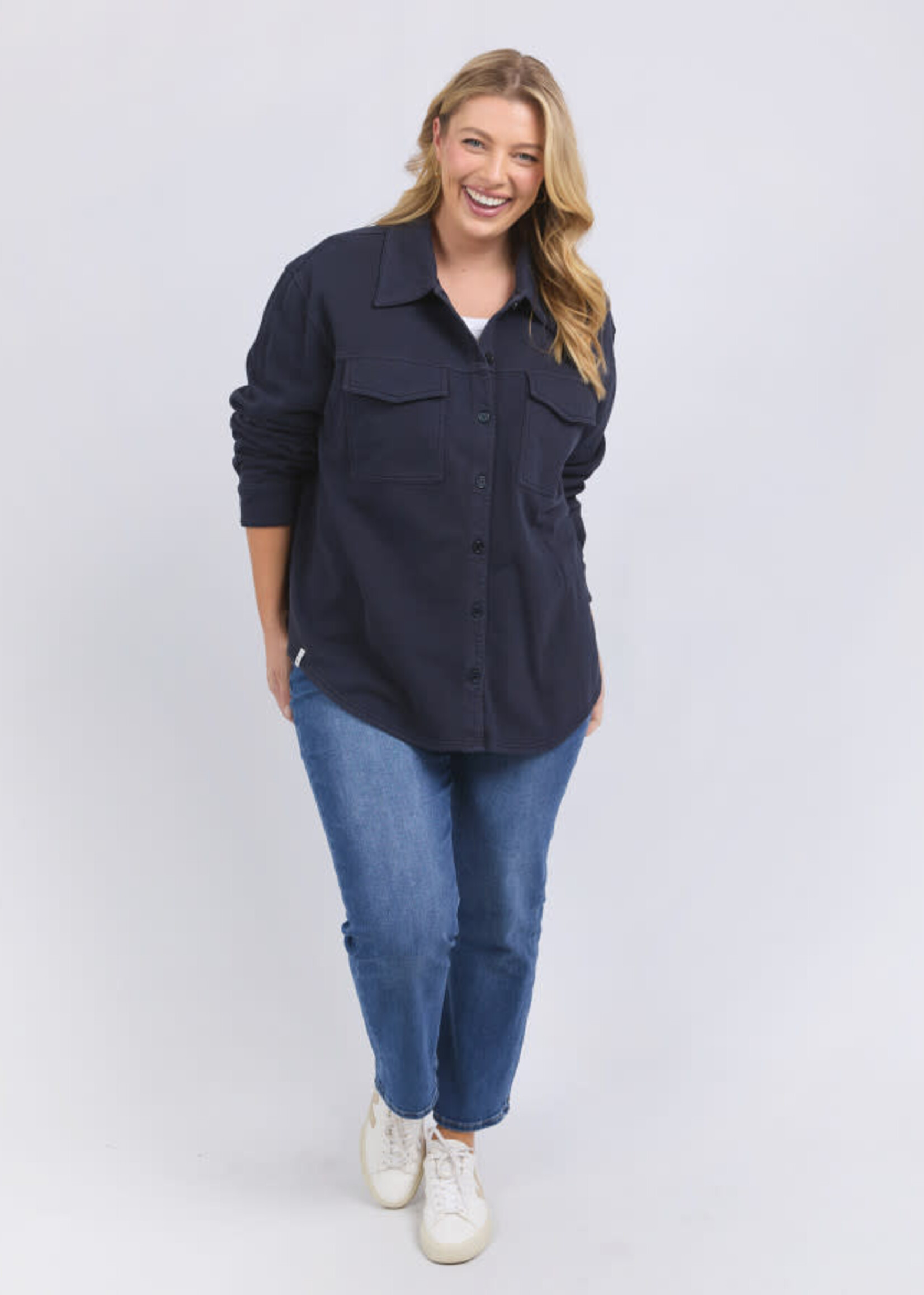 Poppy Fleece Shacket - Navy