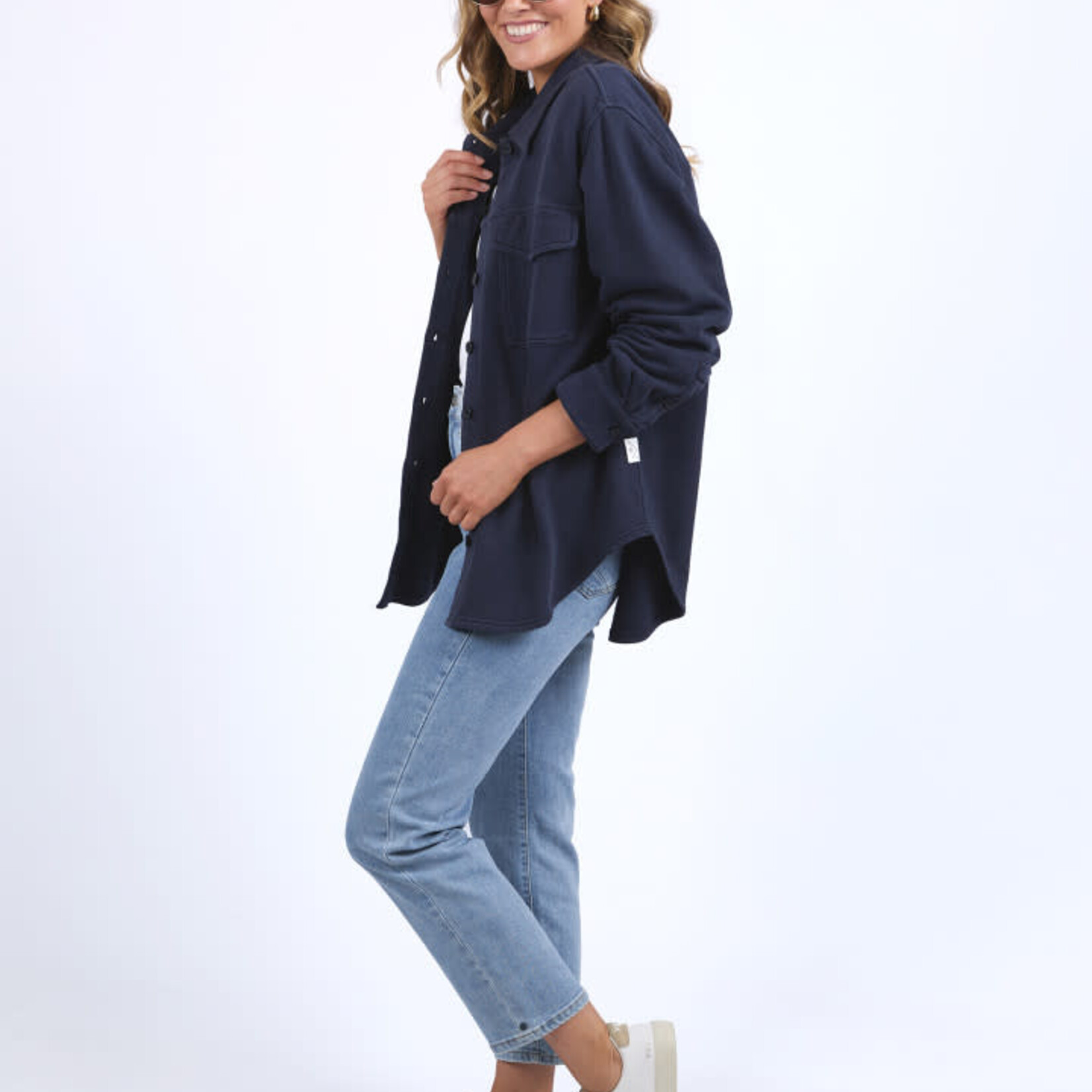 Poppy Fleece Shacket - Navy