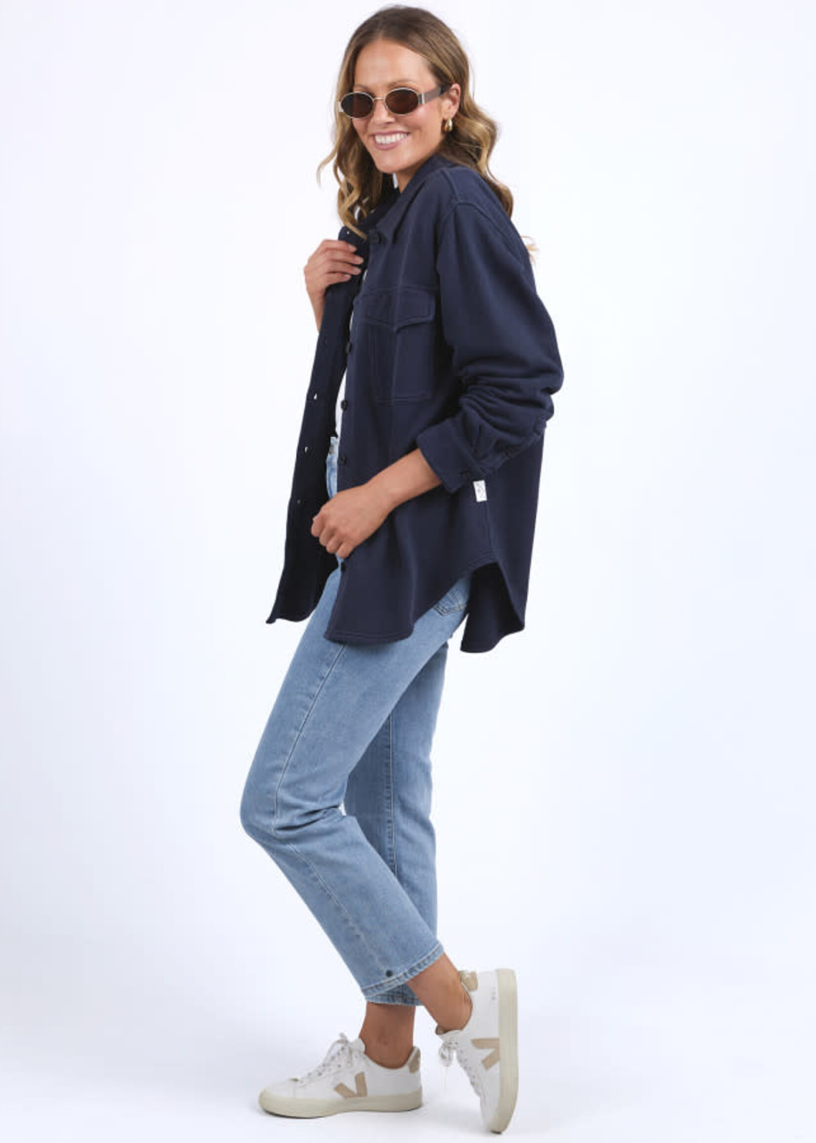 Poppy Fleece Shacket - Navy