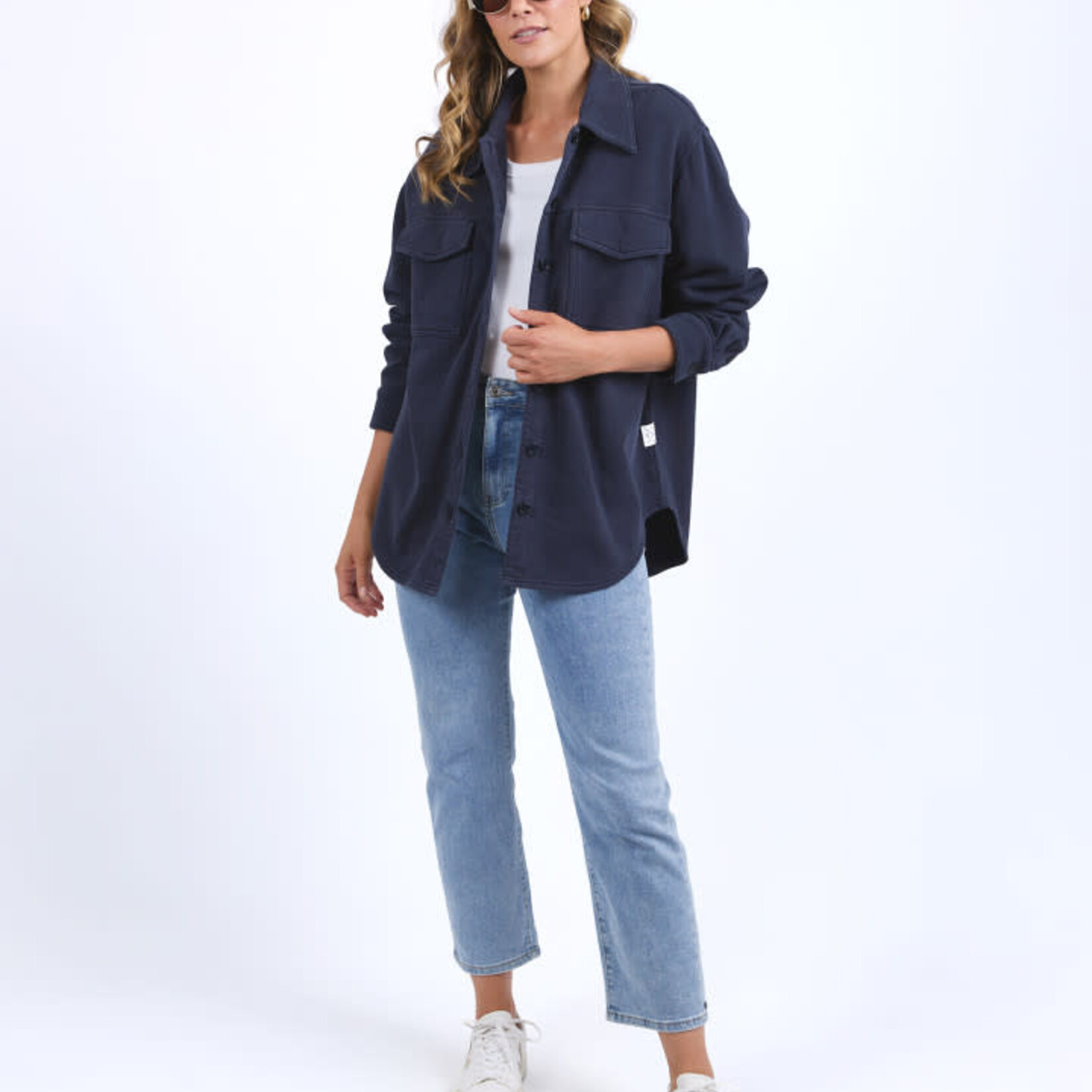 Poppy Fleece Shacket - Navy