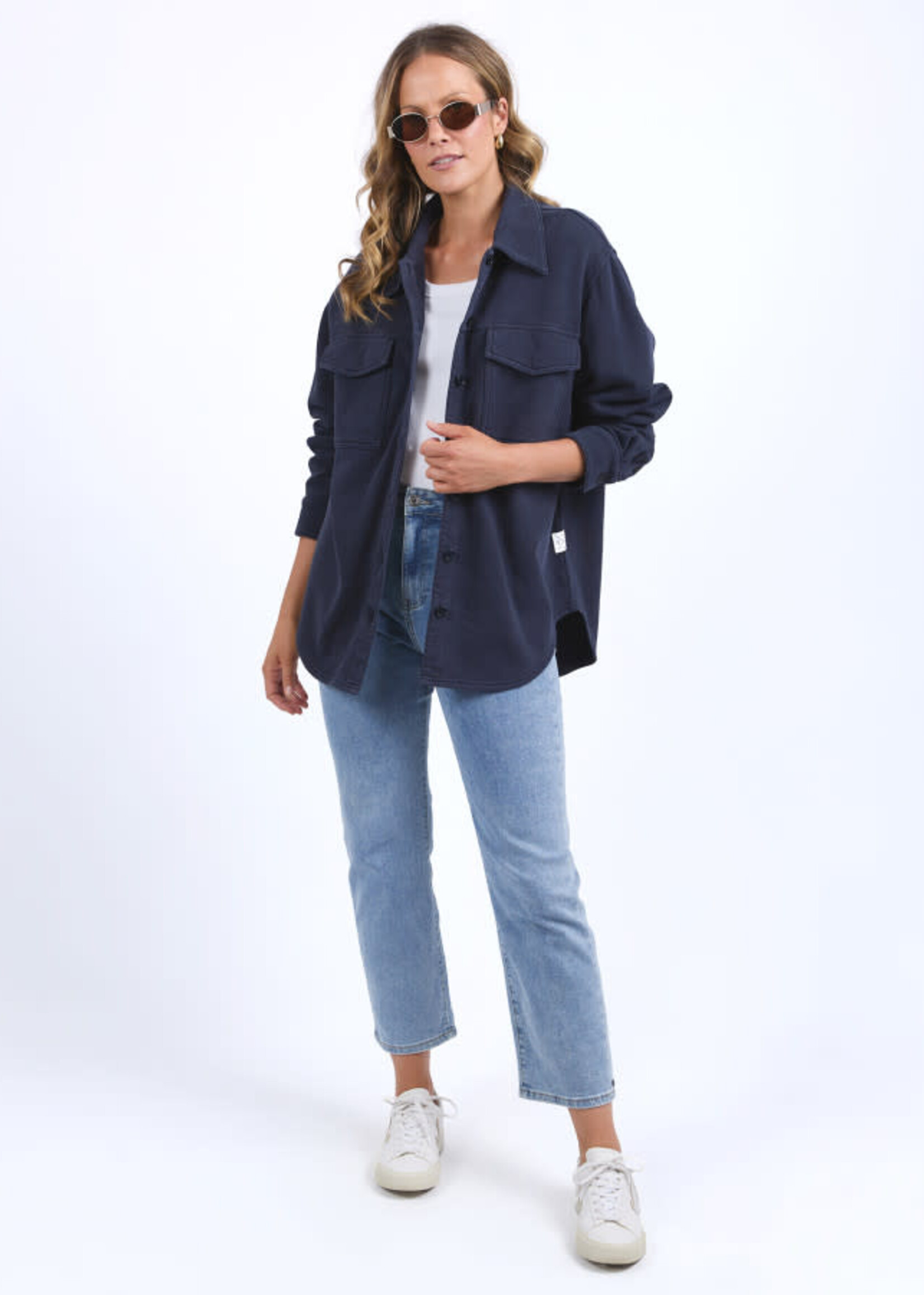 Poppy Fleece Shacket - Navy