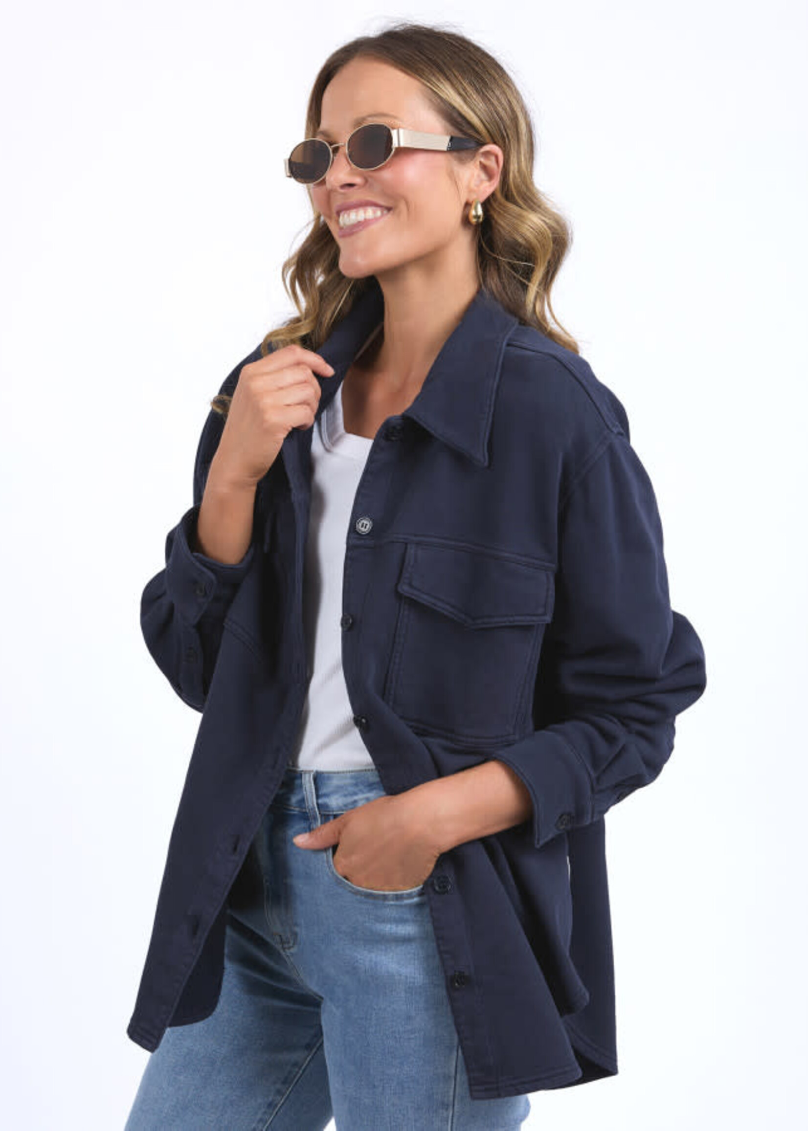 Poppy Fleece Shacket - Navy