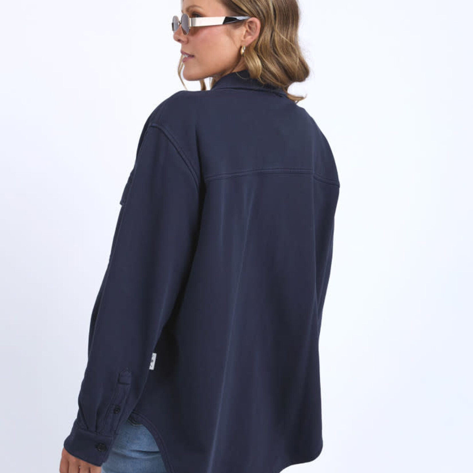 Poppy Fleece Shacket - Navy
