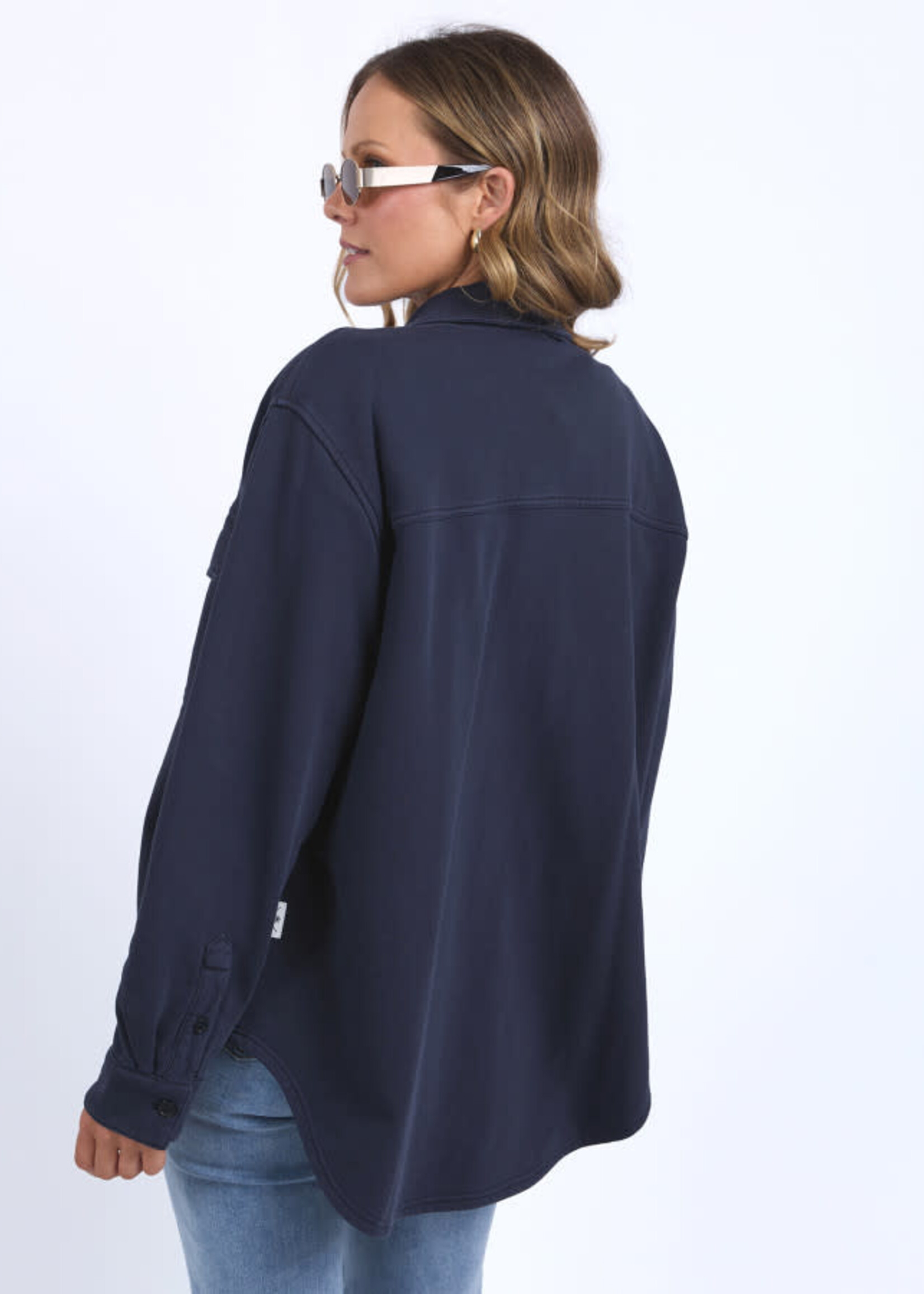 Poppy Fleece Shacket - Navy