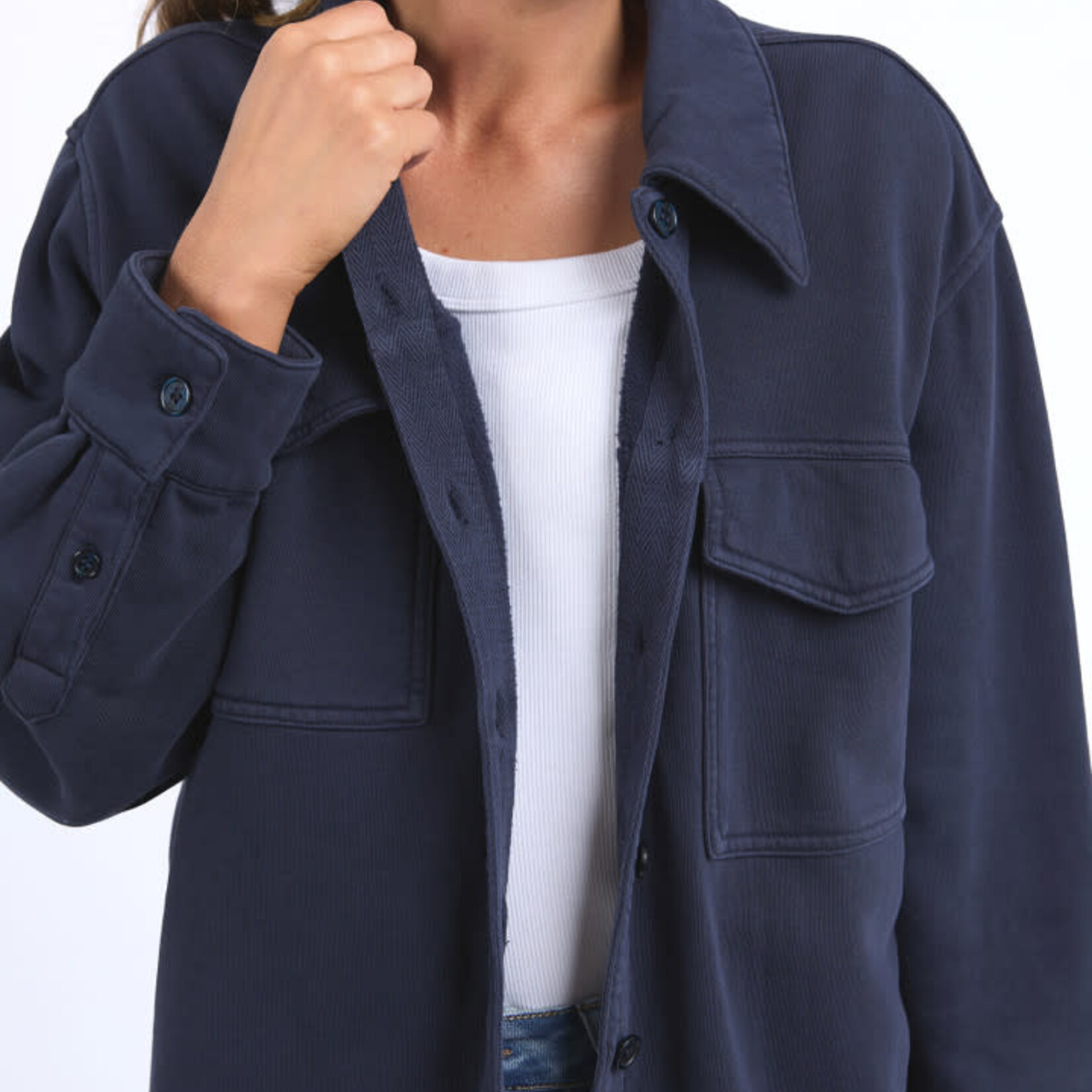 Poppy Fleece Shacket - Navy