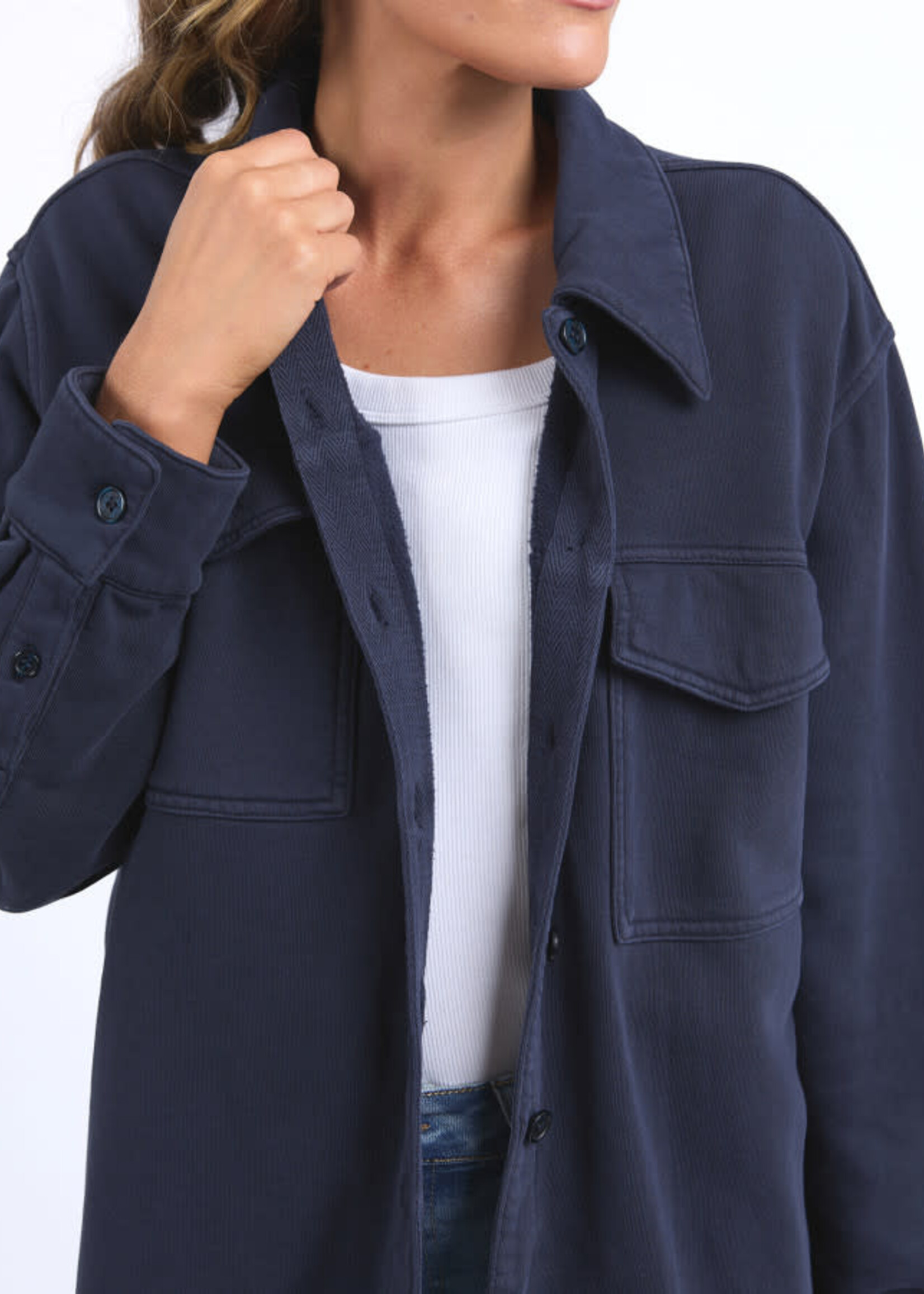 Poppy Fleece Shacket - Navy