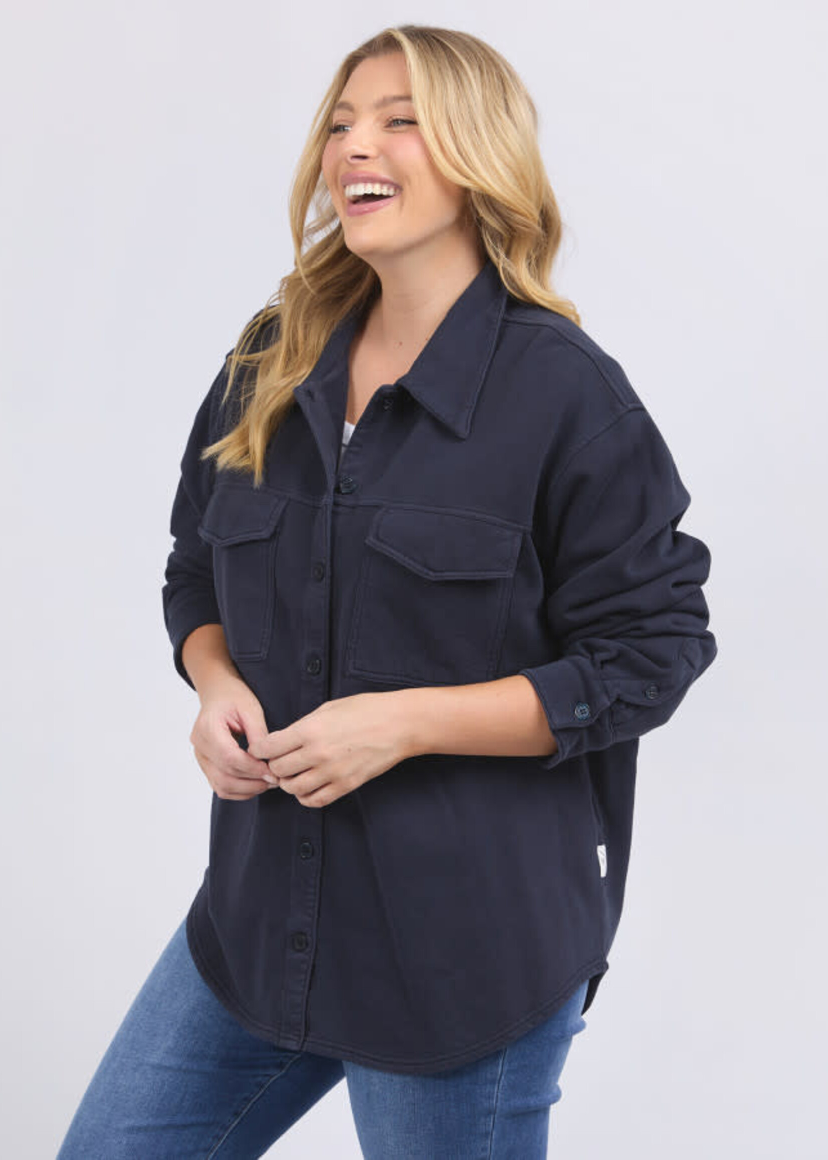 Poppy Fleece Shacket - Navy